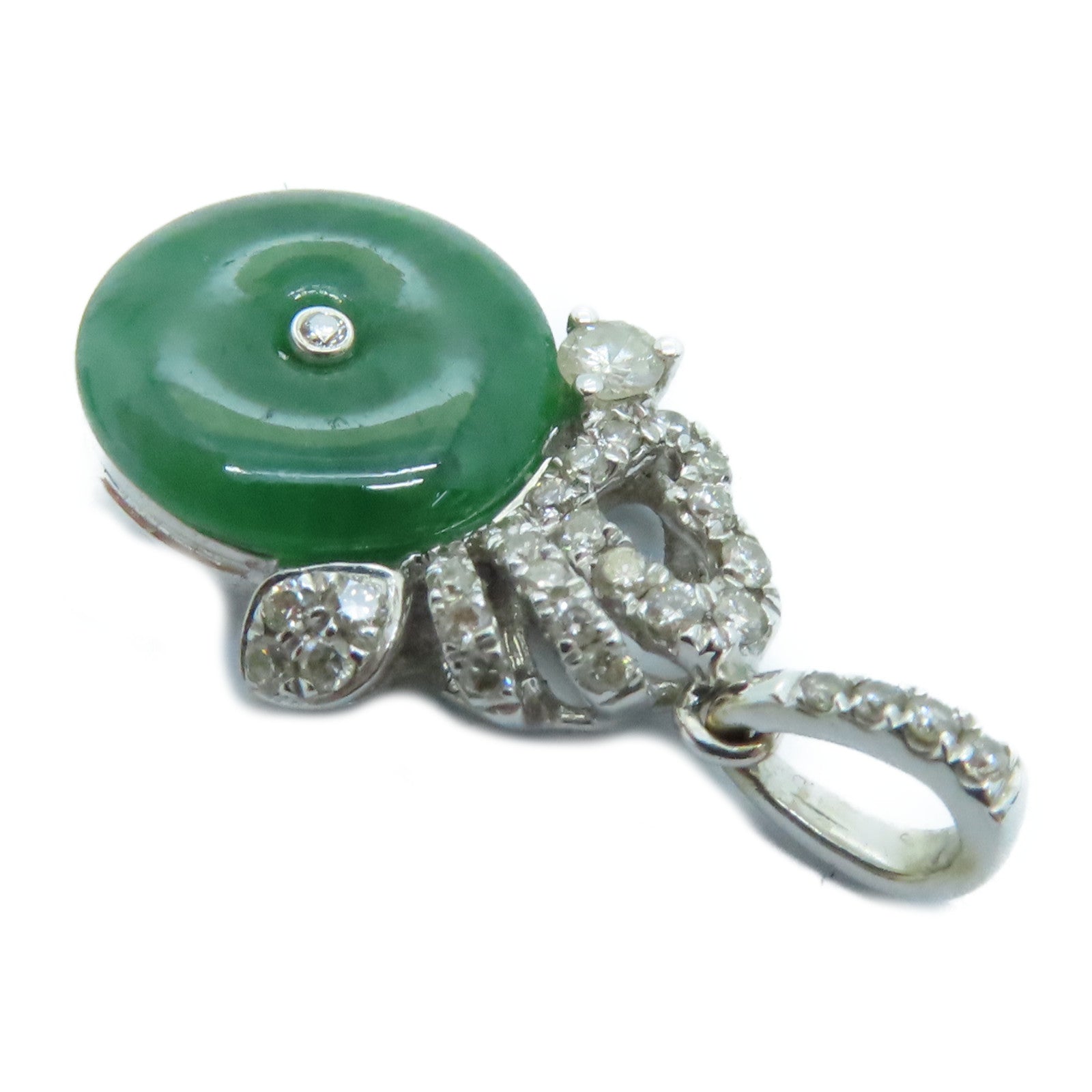 JEWELRY 18K白金Dia Jade 0.179ct/0.052ct吊飾翡翠