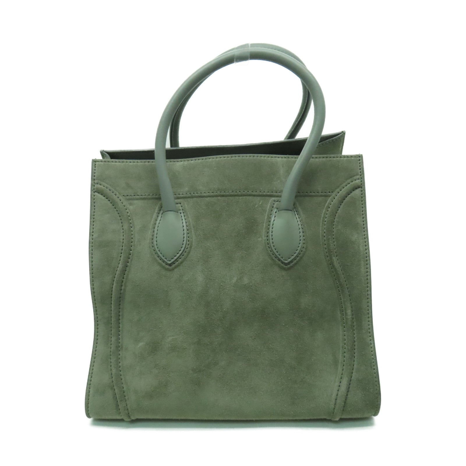 CELINE 麂皮皮革Mini Luggage金扣手挽袋灰色