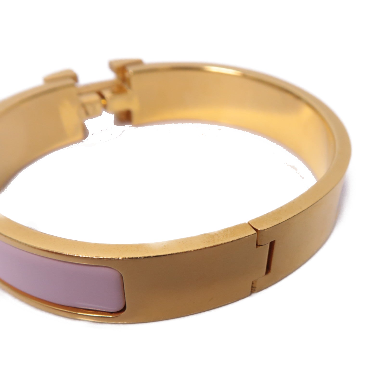 HERMES 金屬Clic H金扣手鐲粉紅色
