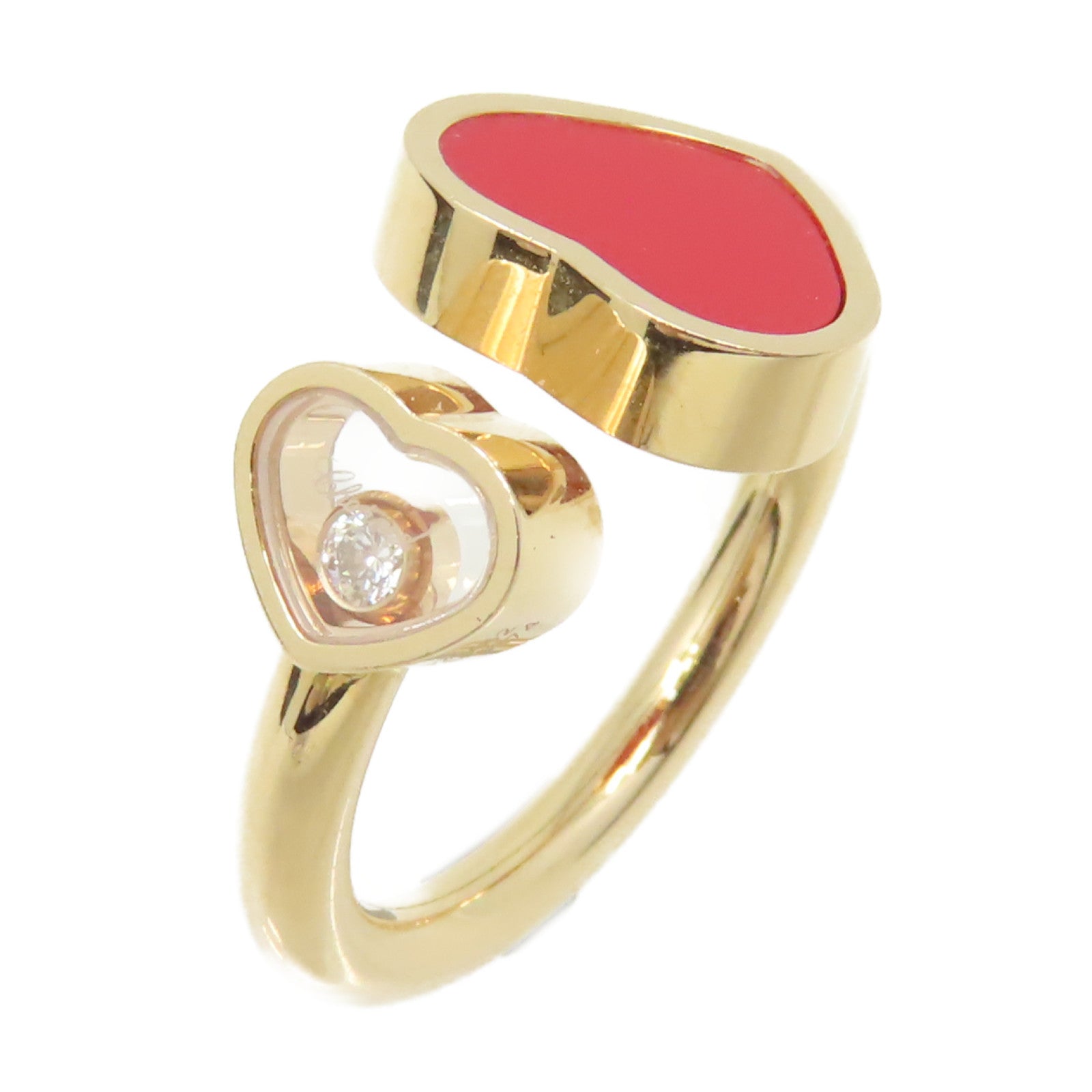 Chopard 18K玫瑰金Happy Heart Ring 0.04ct鑽石戒指US#5.5