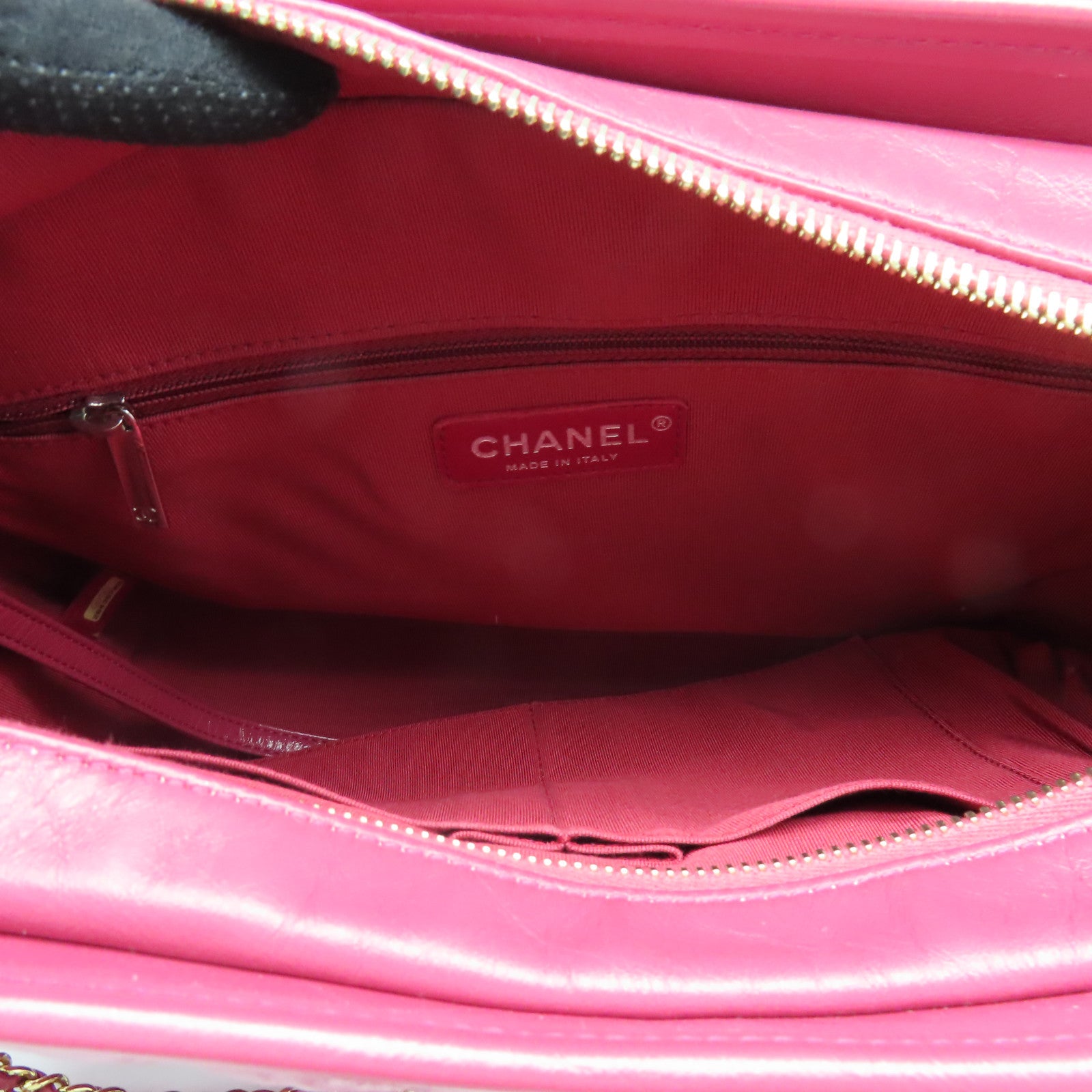 CHANEL 斜紋牛皮皮革Gabrielle金扣鏈帶肩背袋粉紅色