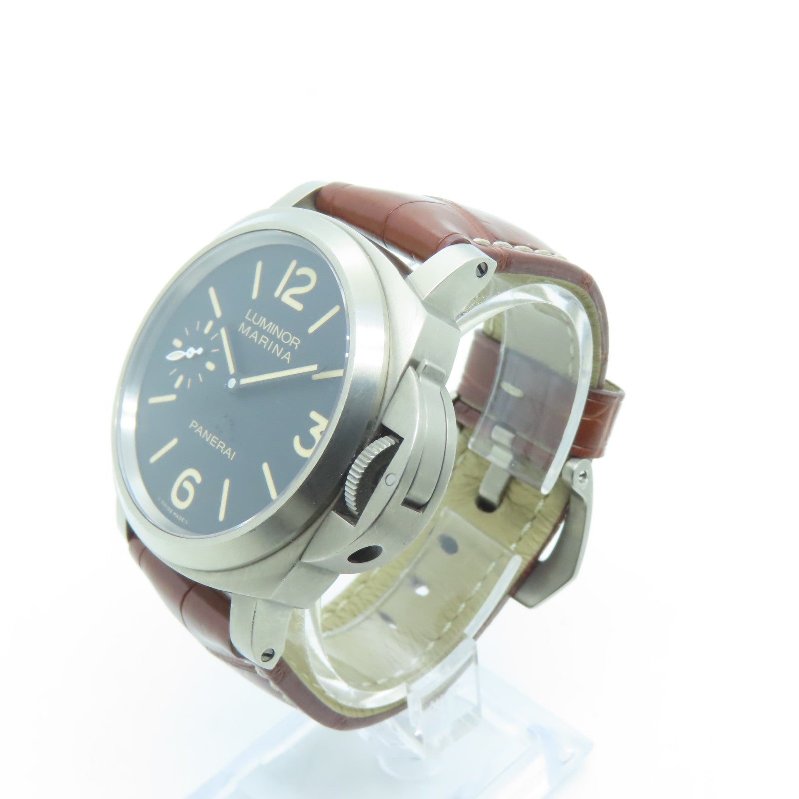 PANERAI Luminor Marina鳄鱼皮革带/不锈钢手表自动机芯黑色
