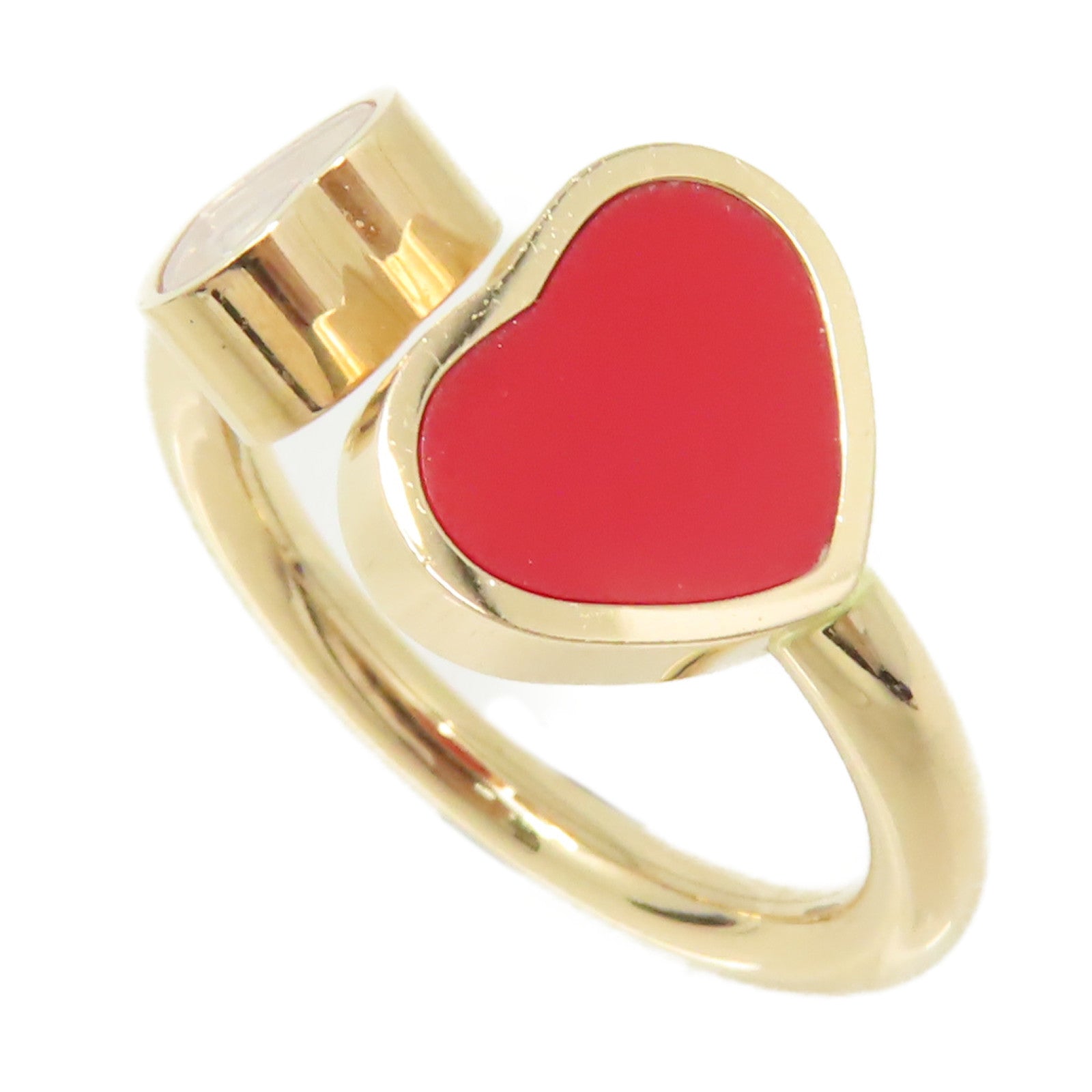 Chopard 18K玫瑰金Happy Heart Ring 0.04ct鑽石戒指US#5.5