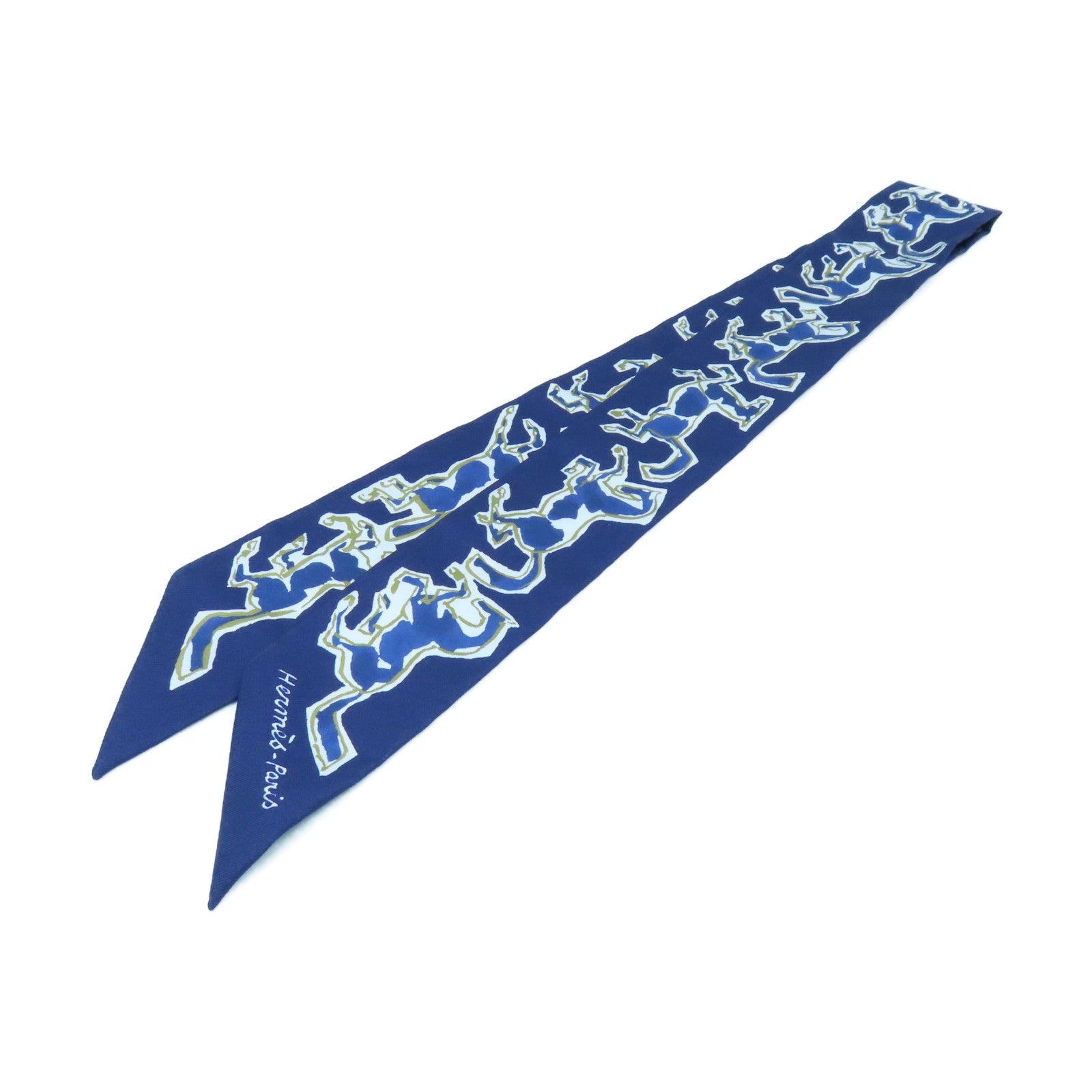 HERMES 丝质Twilly丝巾宝蓝色/彩色