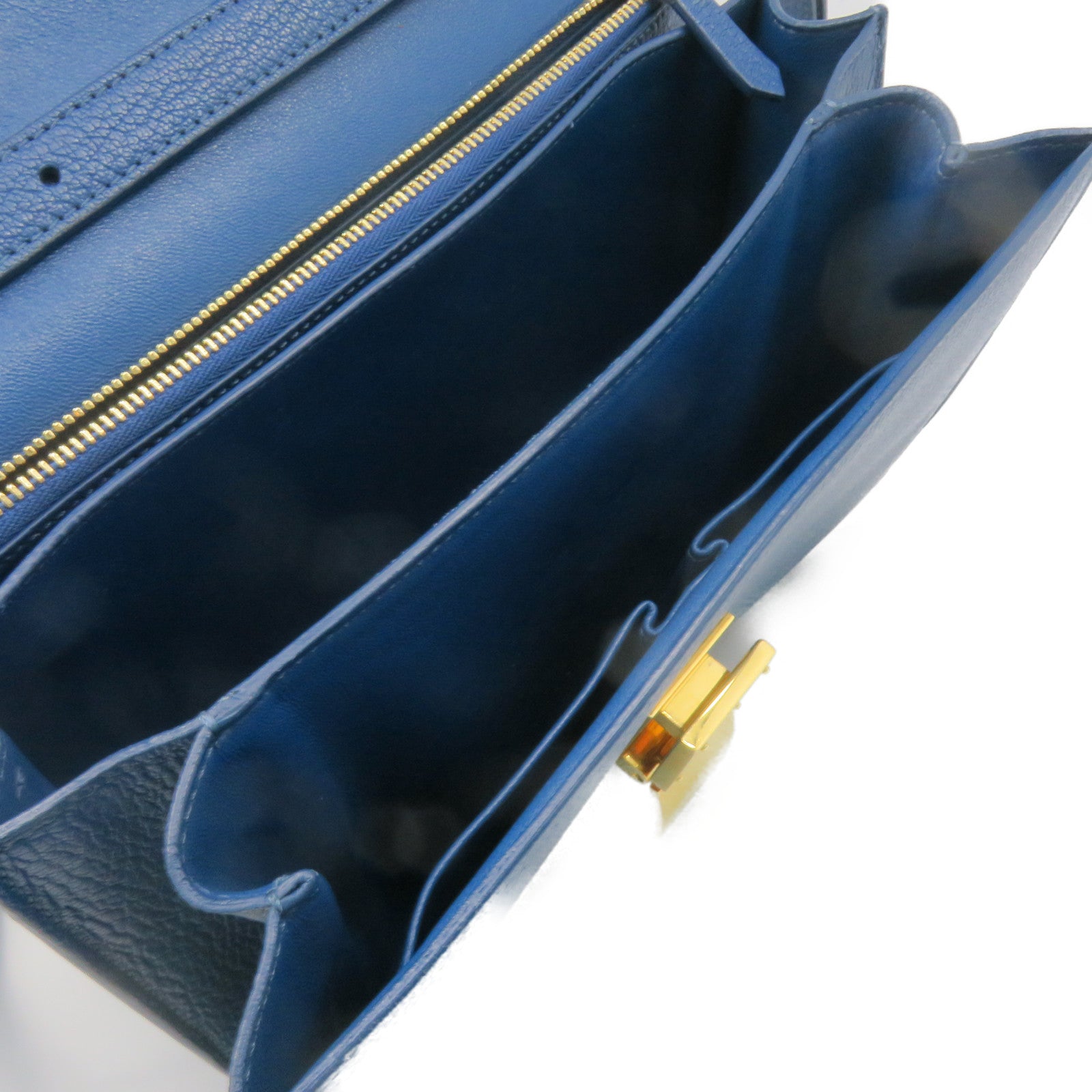 CELINE Cowhide Leather Classic Box Shoulder Bag Gold Buckle Shoulder Bag Blue