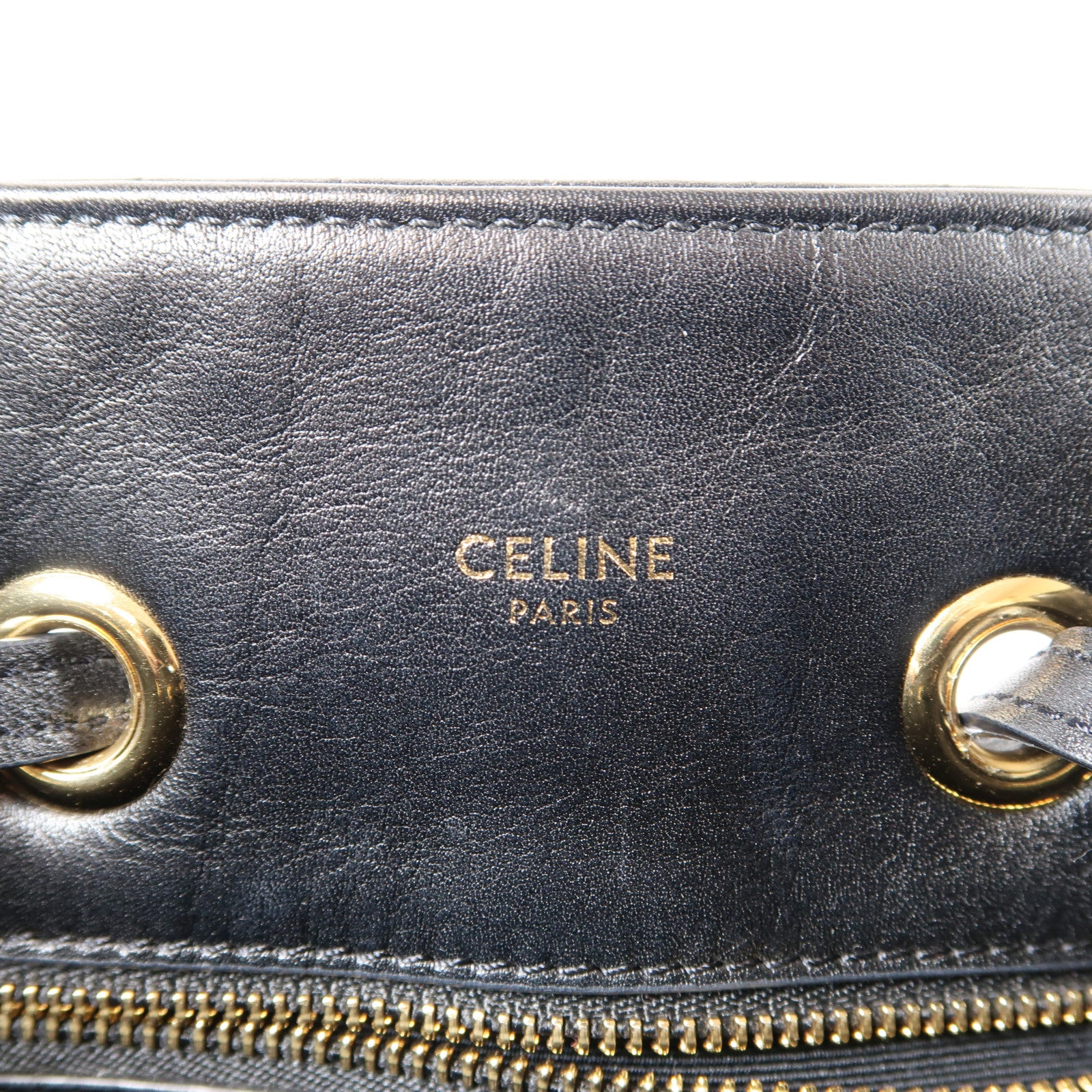CELINE 牛皮皮革Rucksack金扣背包黑色