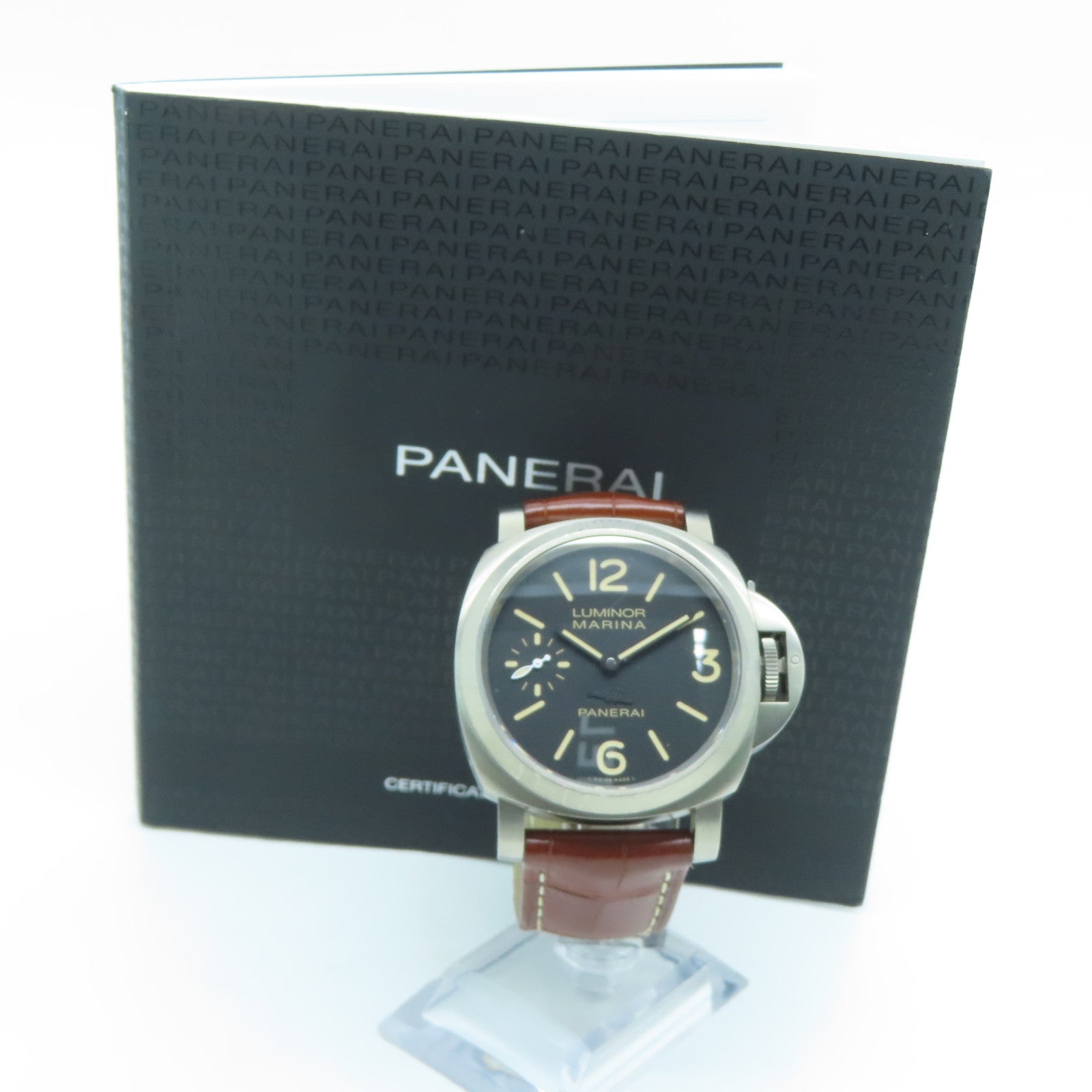 PANERAI Luminor Marina鳄鱼皮革带/不锈钢手表自动机芯黑色