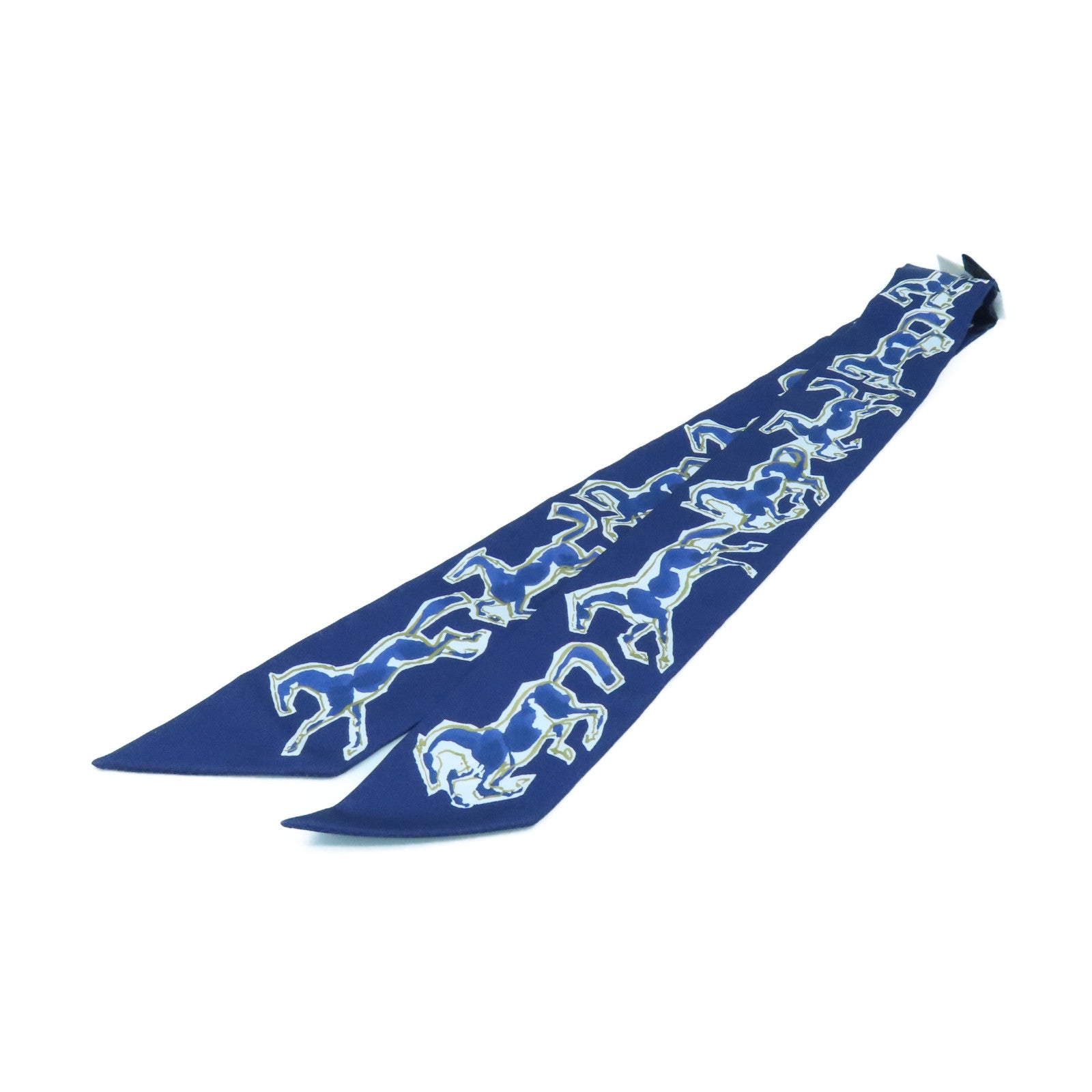 HERMES 丝质Twilly丝巾宝蓝色/彩色