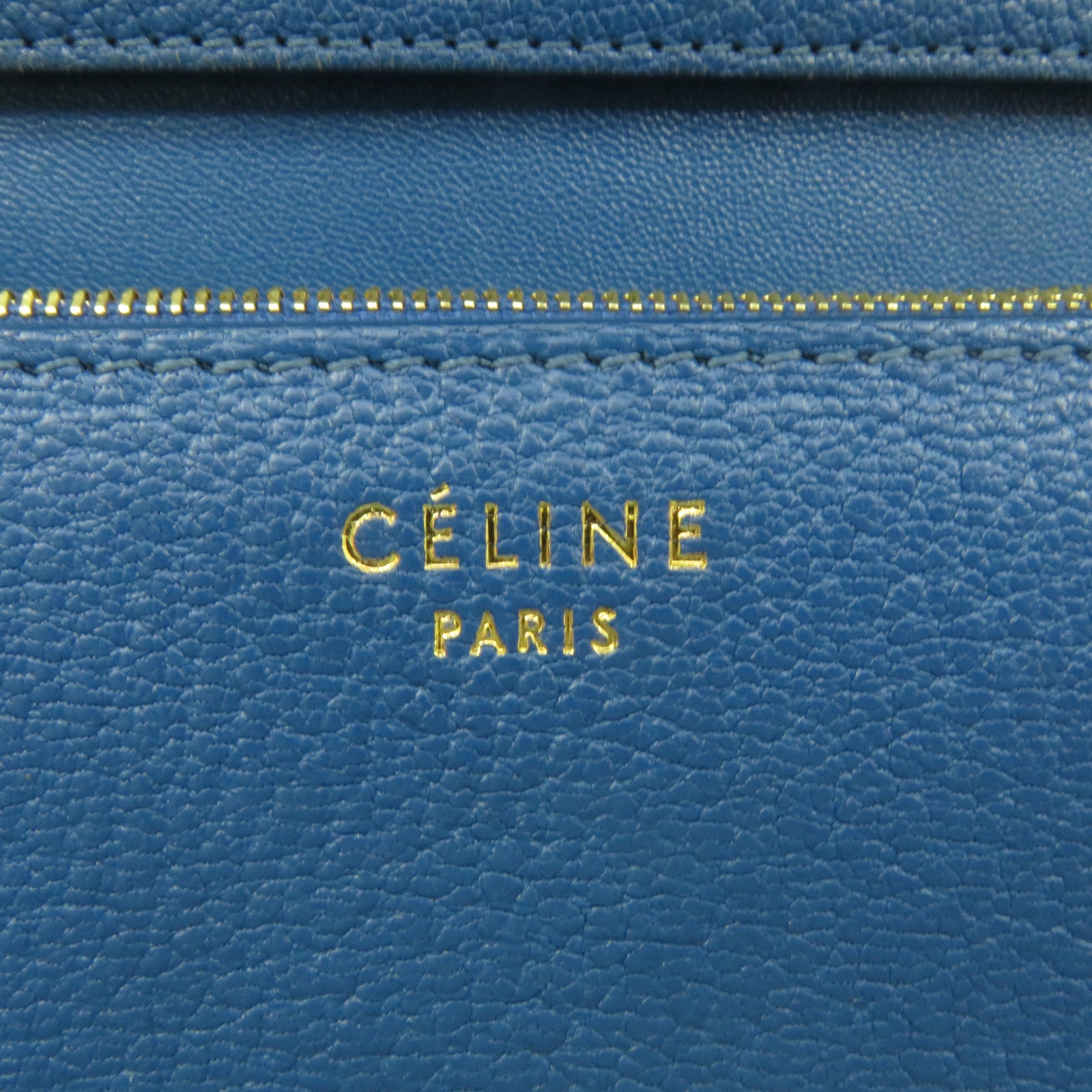 CELINE Cowhide Leather Classic Box Shoulder Bag Gold Buckle Shoulder Bag Blue