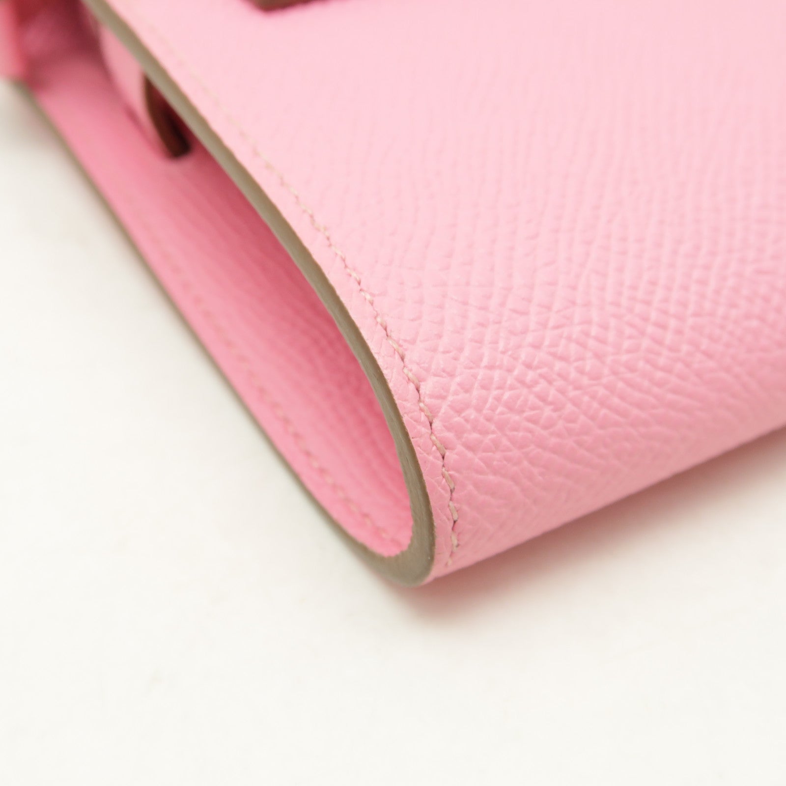 HERMES Epsom皮革Kelly To Go銀扣肩背袋Rose Confetti粉紅色