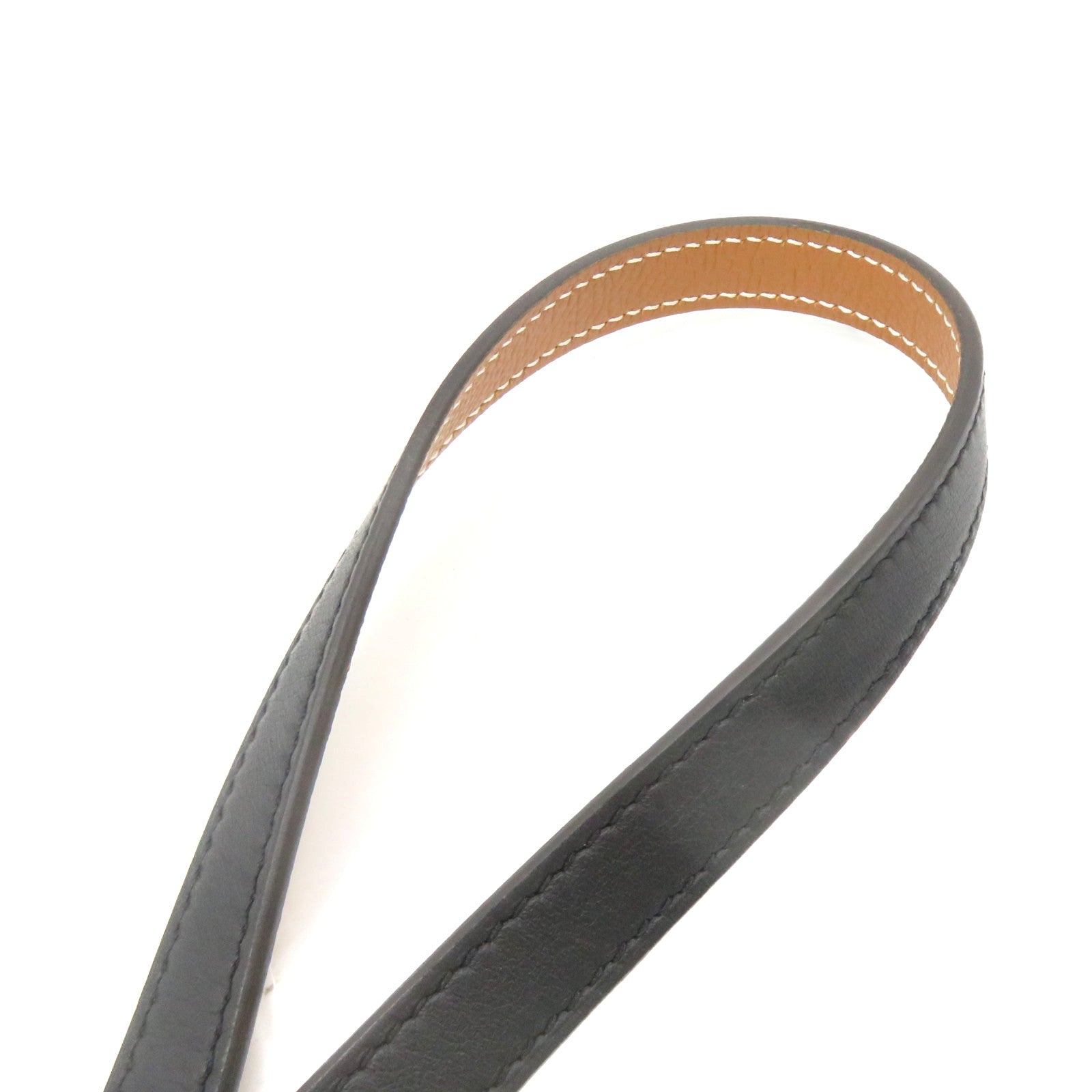 HERMES Epsom Leather/Swift Leather Lucky 15 Reversible Belt Gold Buckle Leather Belt Black/Brown