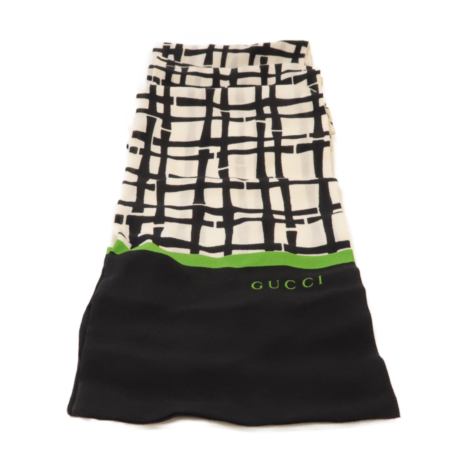 GUCCI 絲質Scarf絲巾黑色/白色