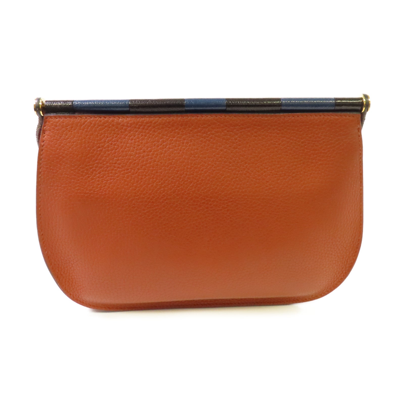 HERMES Clemence皮革Sac Saut 25 Shoulder Bag金扣肩背袋6C Cuivre/南瓜色