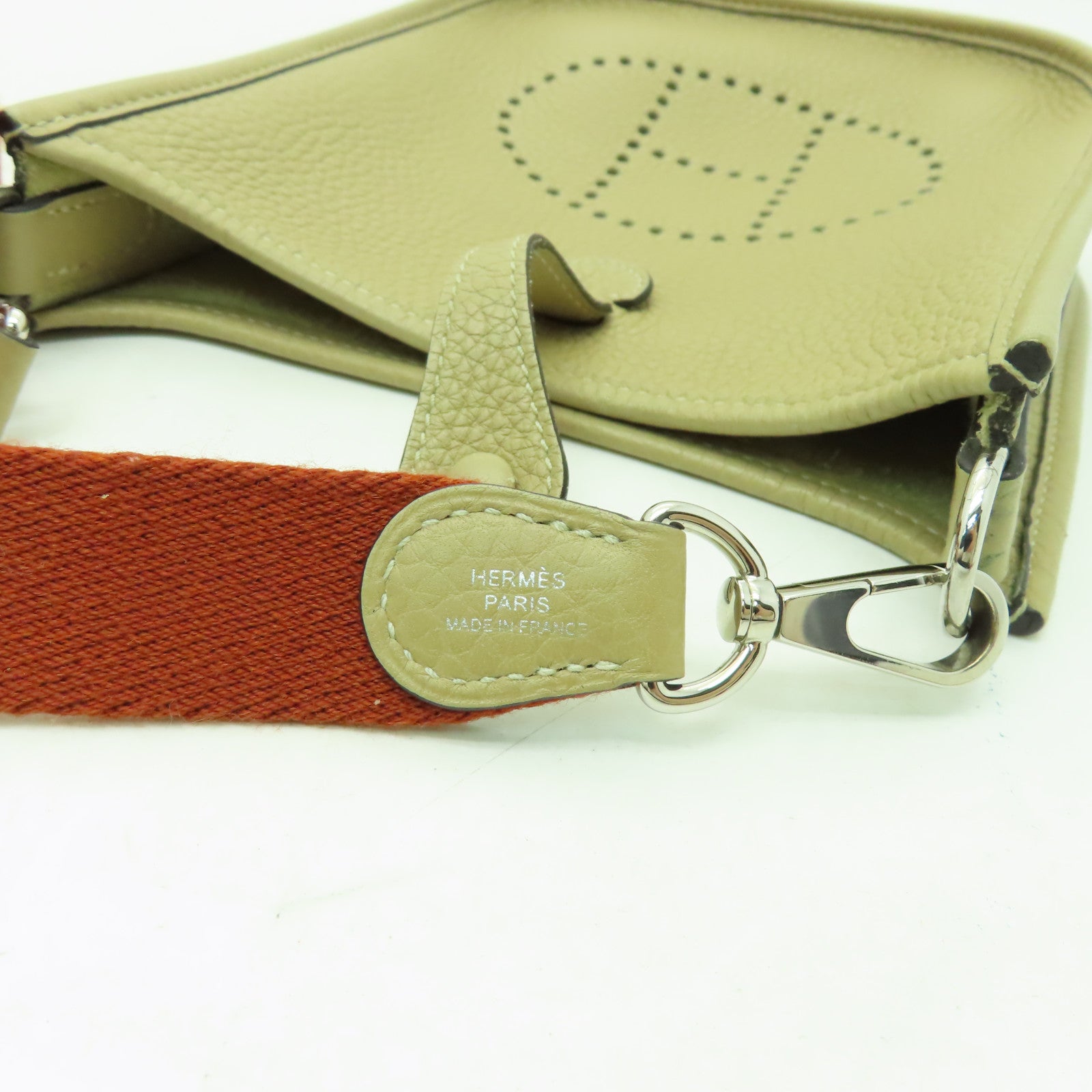 HERMES Clemence皮革Evelyne TPM肩背袋米色