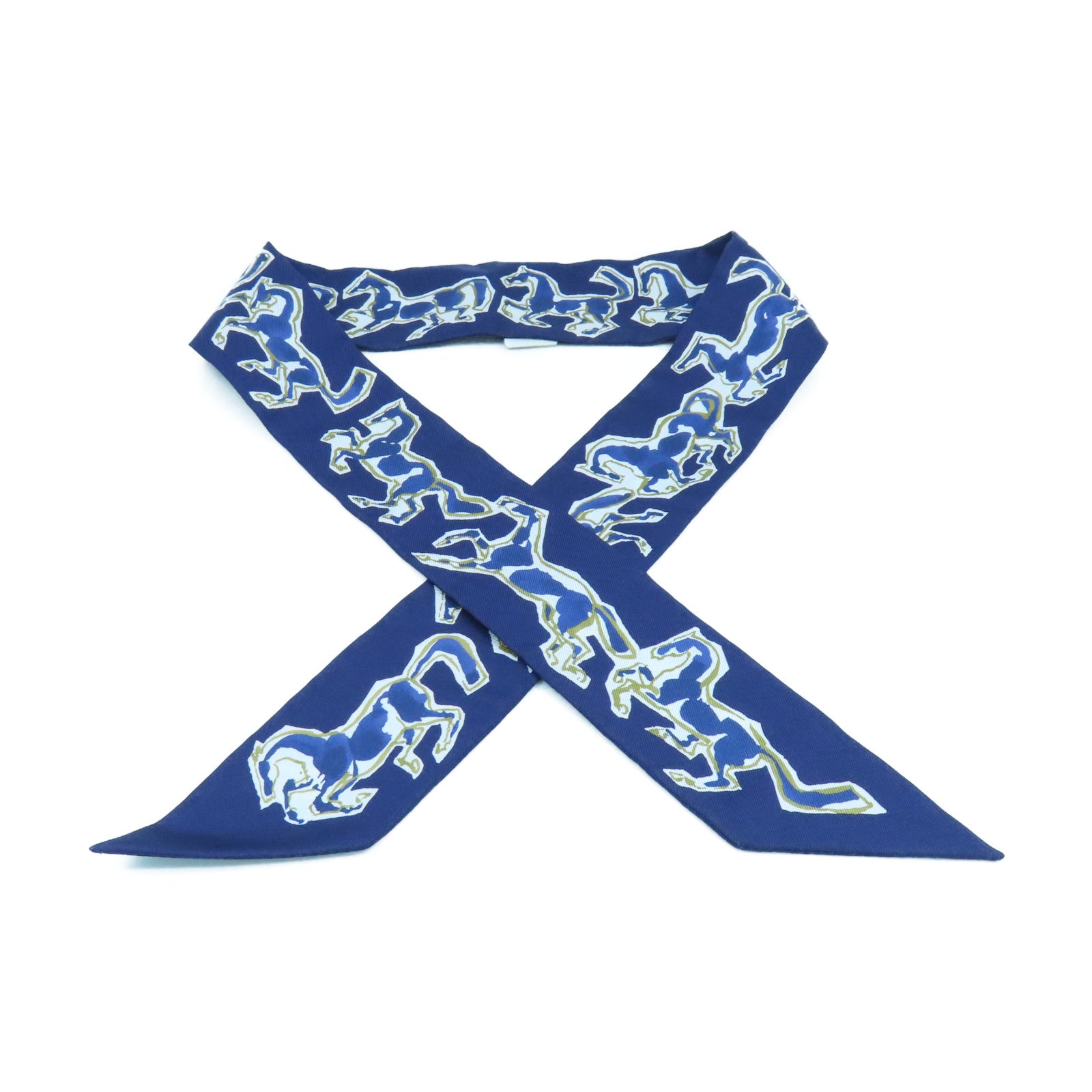 HERMES 丝质Twilly丝巾宝蓝色/彩色