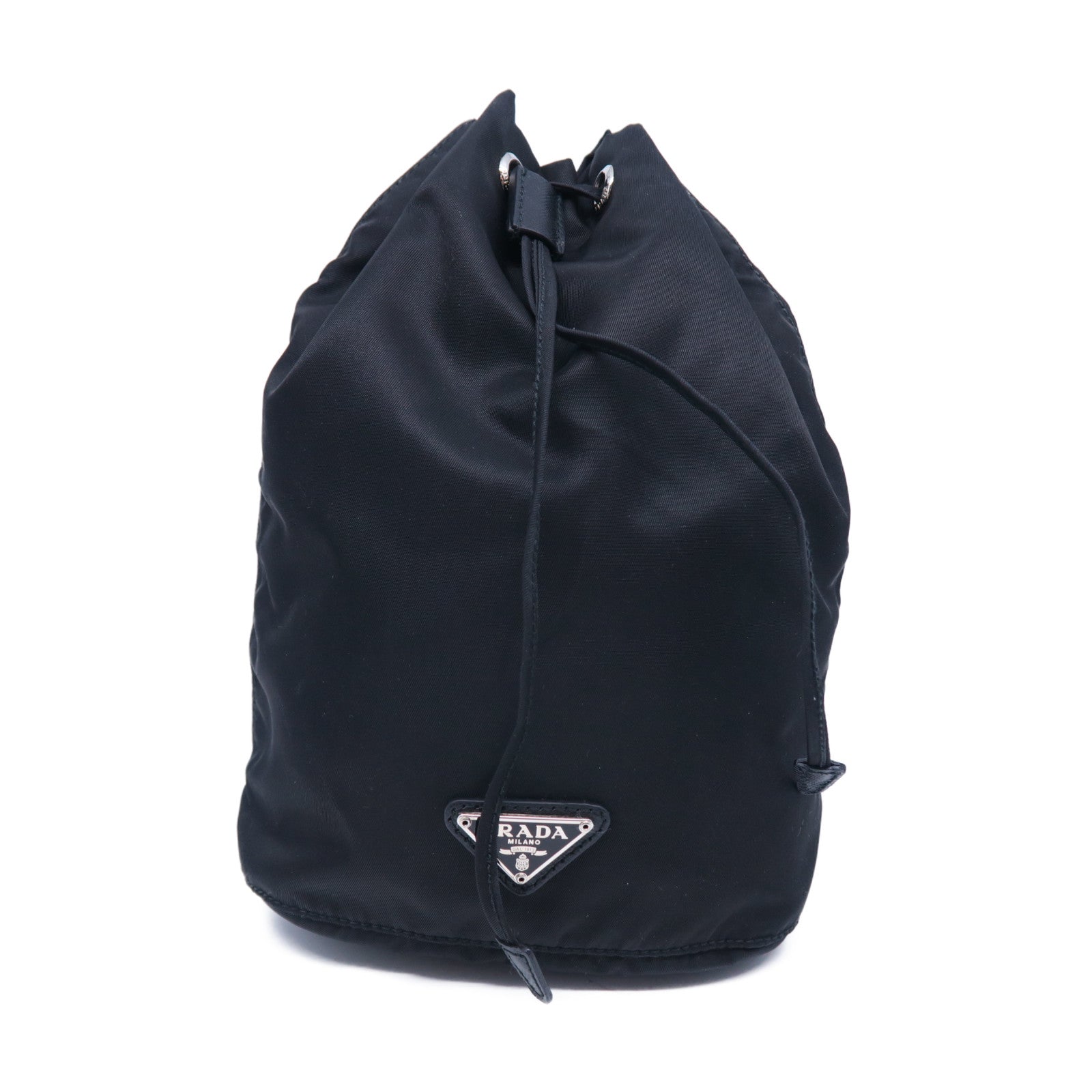 PRADA 尼龍Bag Pouch銀扣手拿包黑色