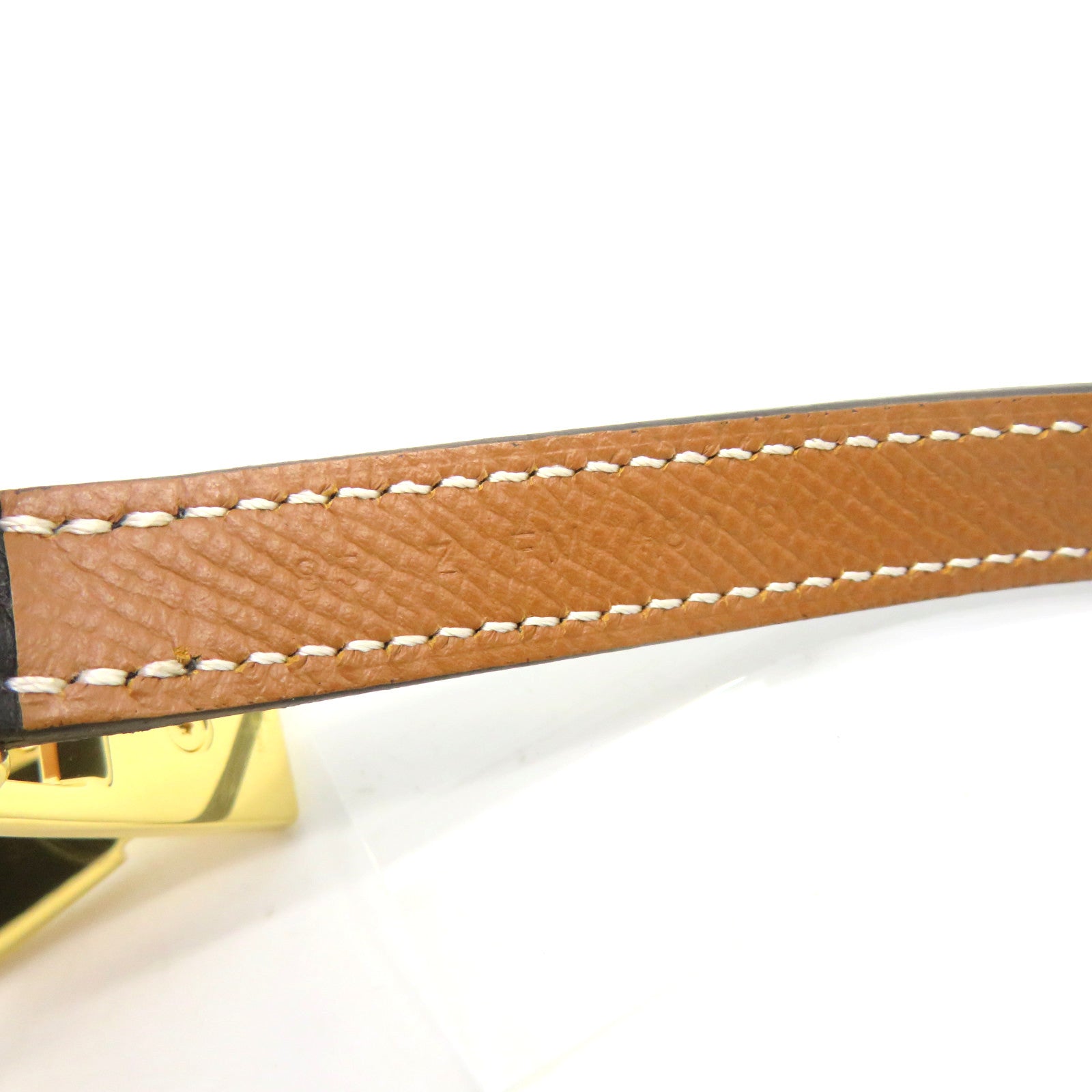 HERMES Epsom Leather/Swift Leather Lucky 15 Reversible Belt Gold Buckle Leather Belt Black/Brown