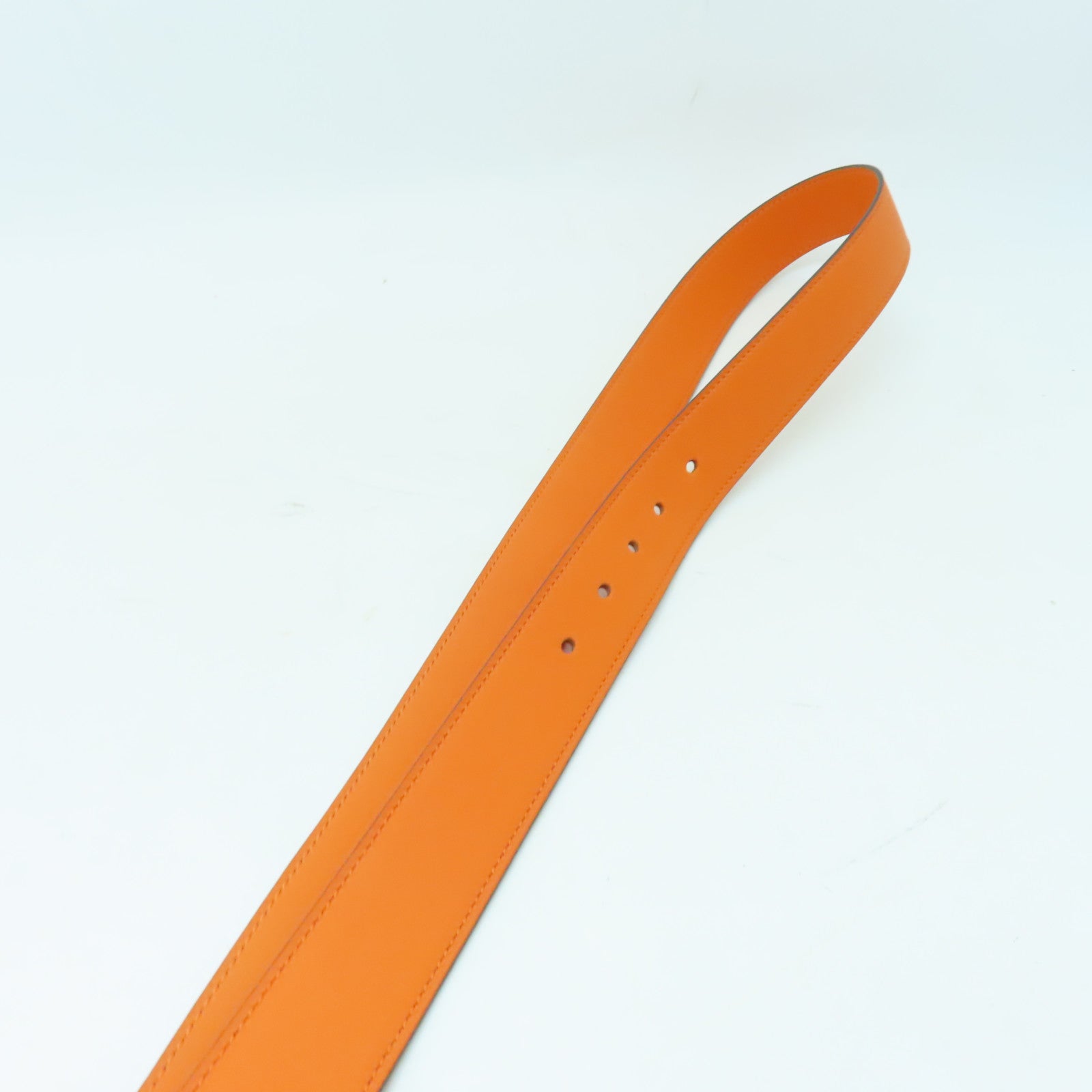 HERMES Swift皮革Belt 90cm银扣皮带橙色