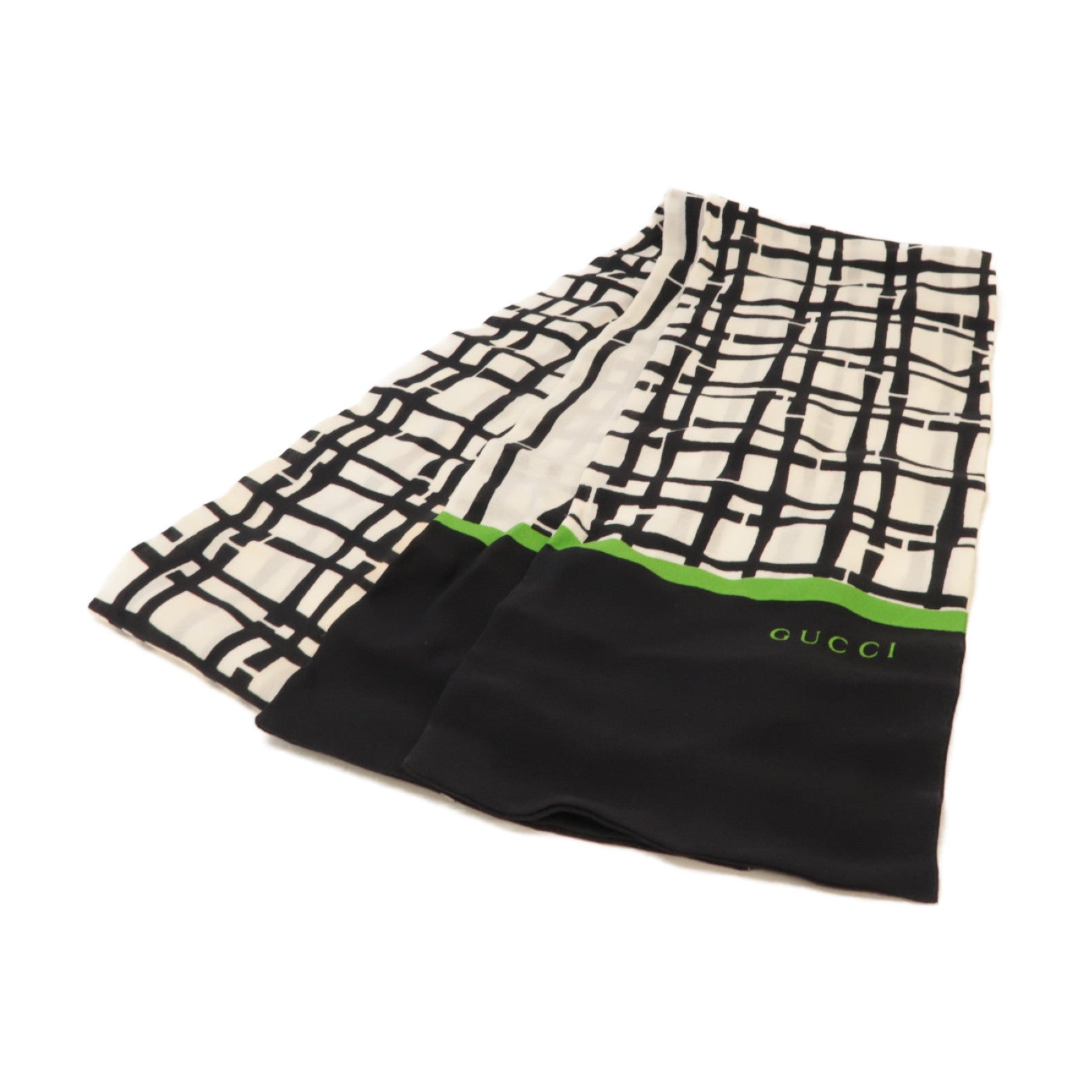 GUCCI 絲質Scarf絲巾黑色/白色