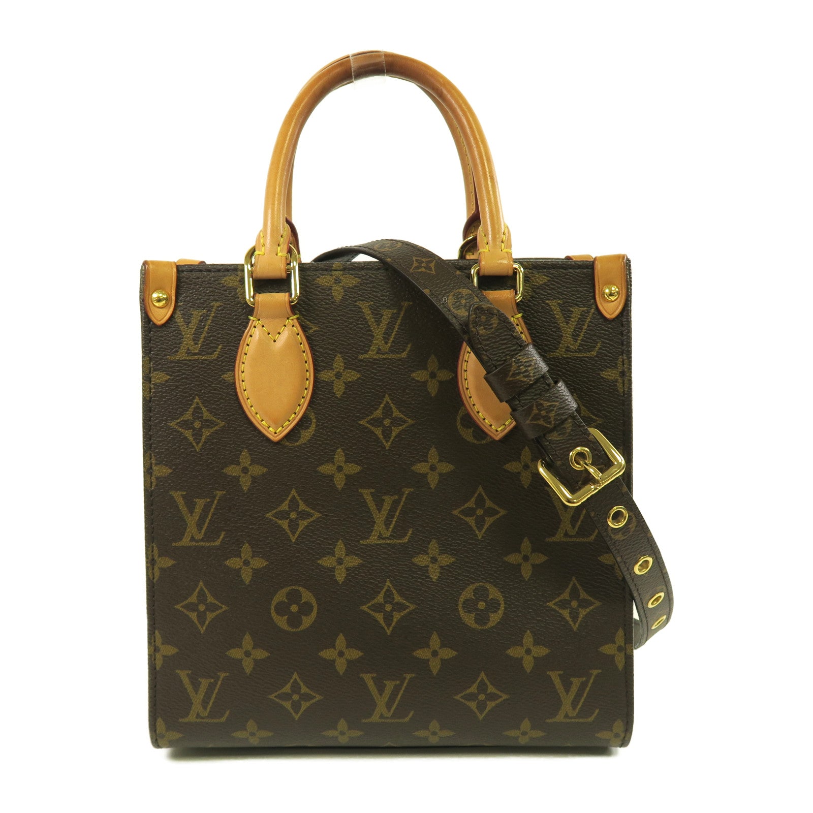 LOUIS VUITTON Monogram Sac Plat BB金扣手挽肩背兩用袋啡色