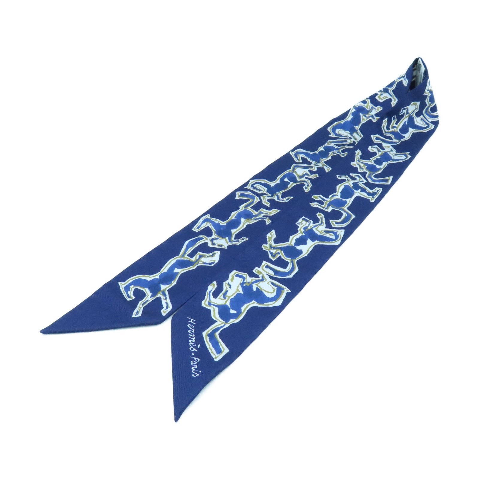 HERMES 丝质Twilly丝巾宝蓝色/彩色