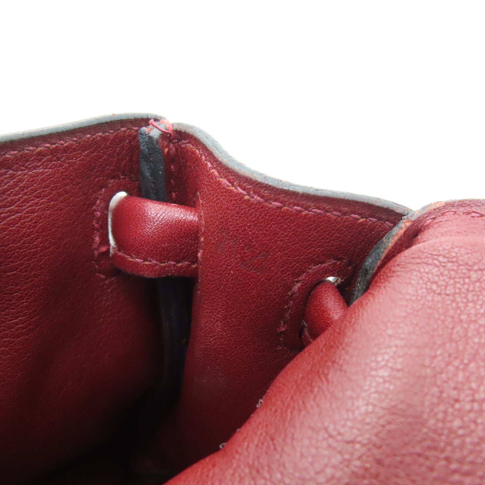 HERMES Swift leather Kelly Doll silver buckle handle bag wine red