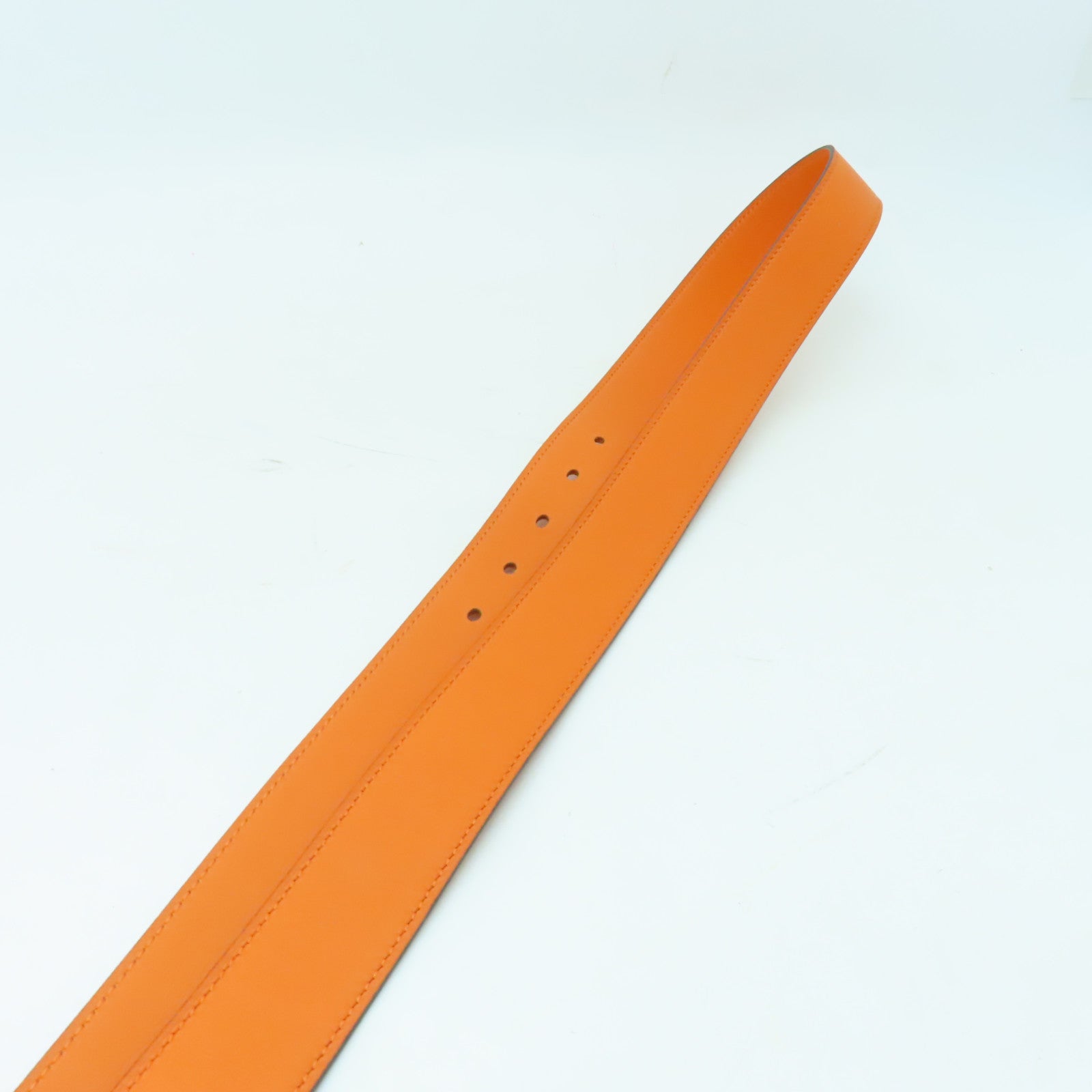 HERMES Swift皮革Belt 90cm银扣皮带橙色
