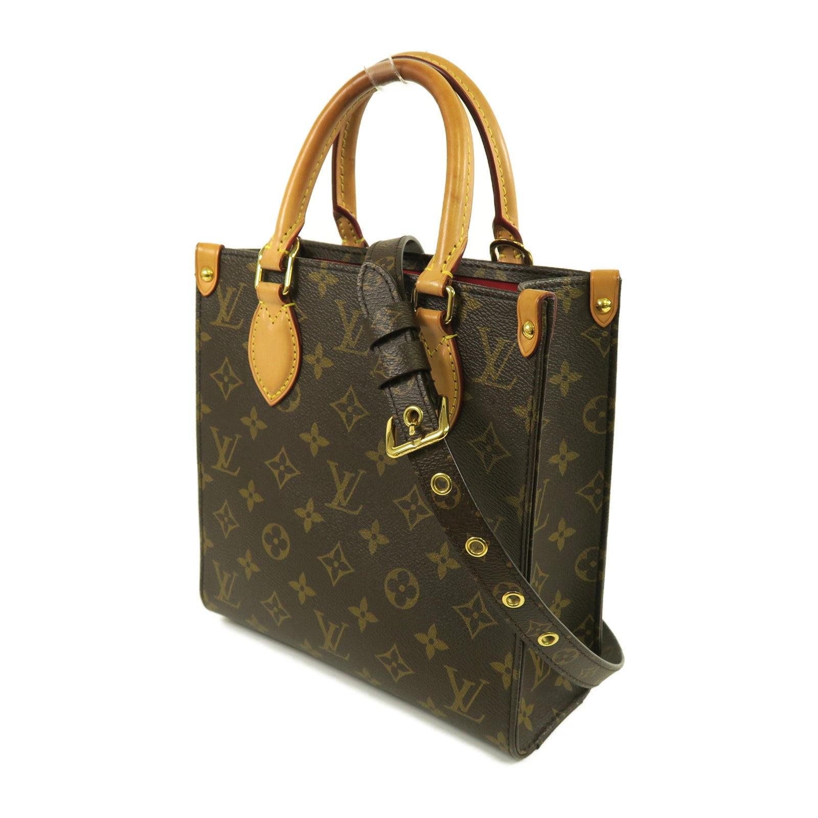 LOUIS VUITTON Monogram Sac Plat BB金扣手挽肩背兩用袋啡色