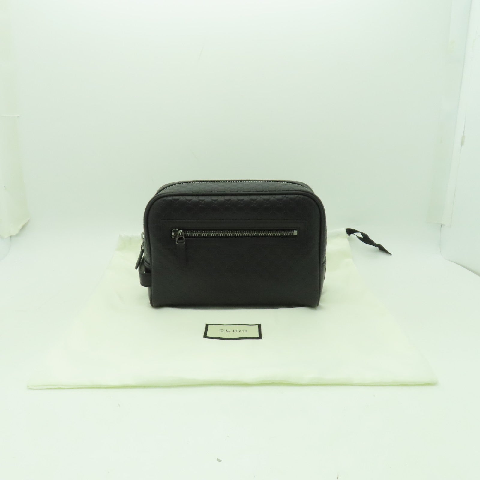 GUCCI 牛皮皮革Clutch Bag銀扣手拿包黒色