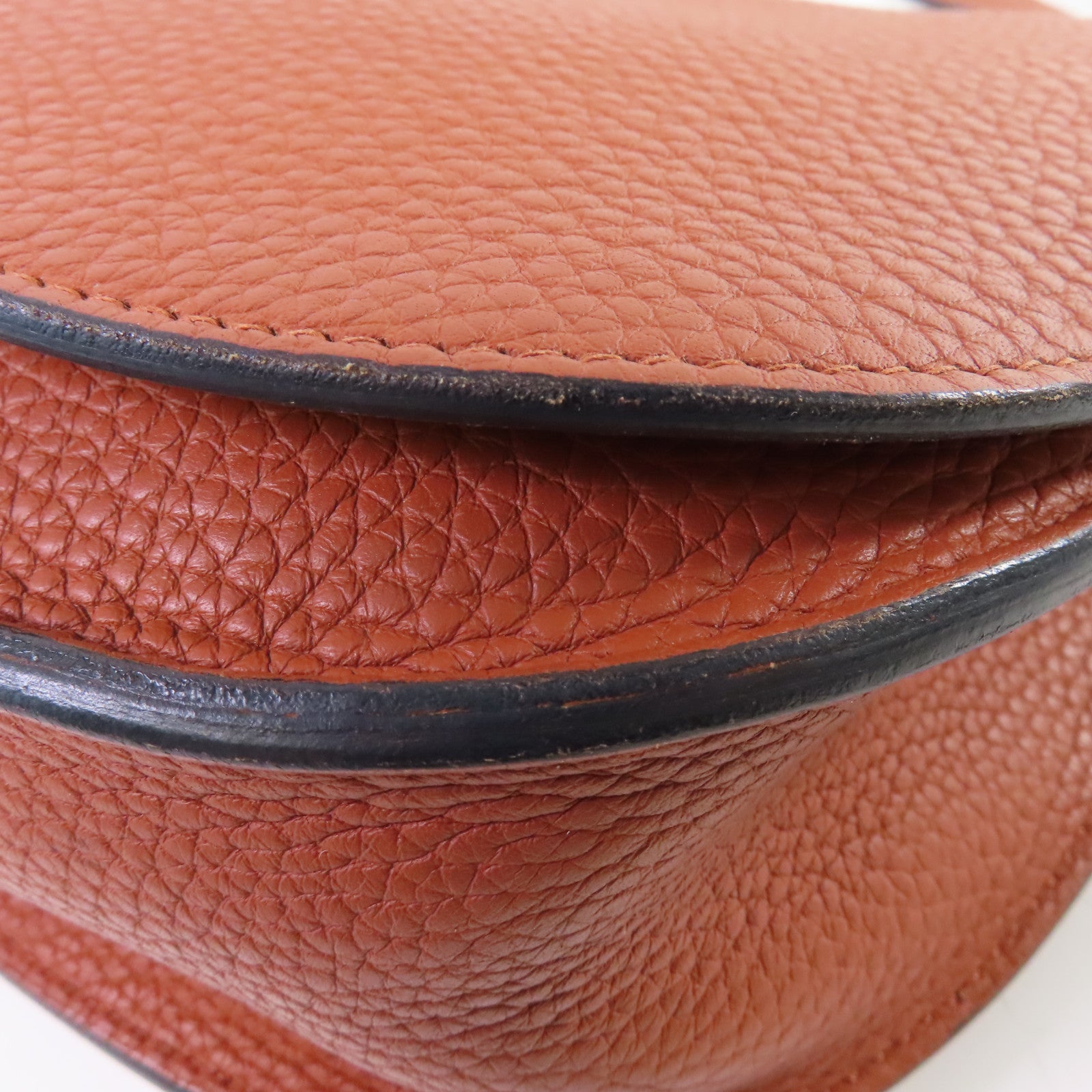 HERMES Clemence皮革Sac Saut 25 Shoulder Bag金扣肩背袋6C Cuivre/南瓜色