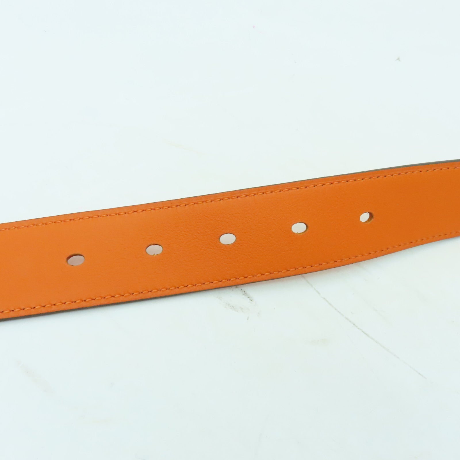 HERMES Swift皮革Belt 90cm银扣皮带橙色