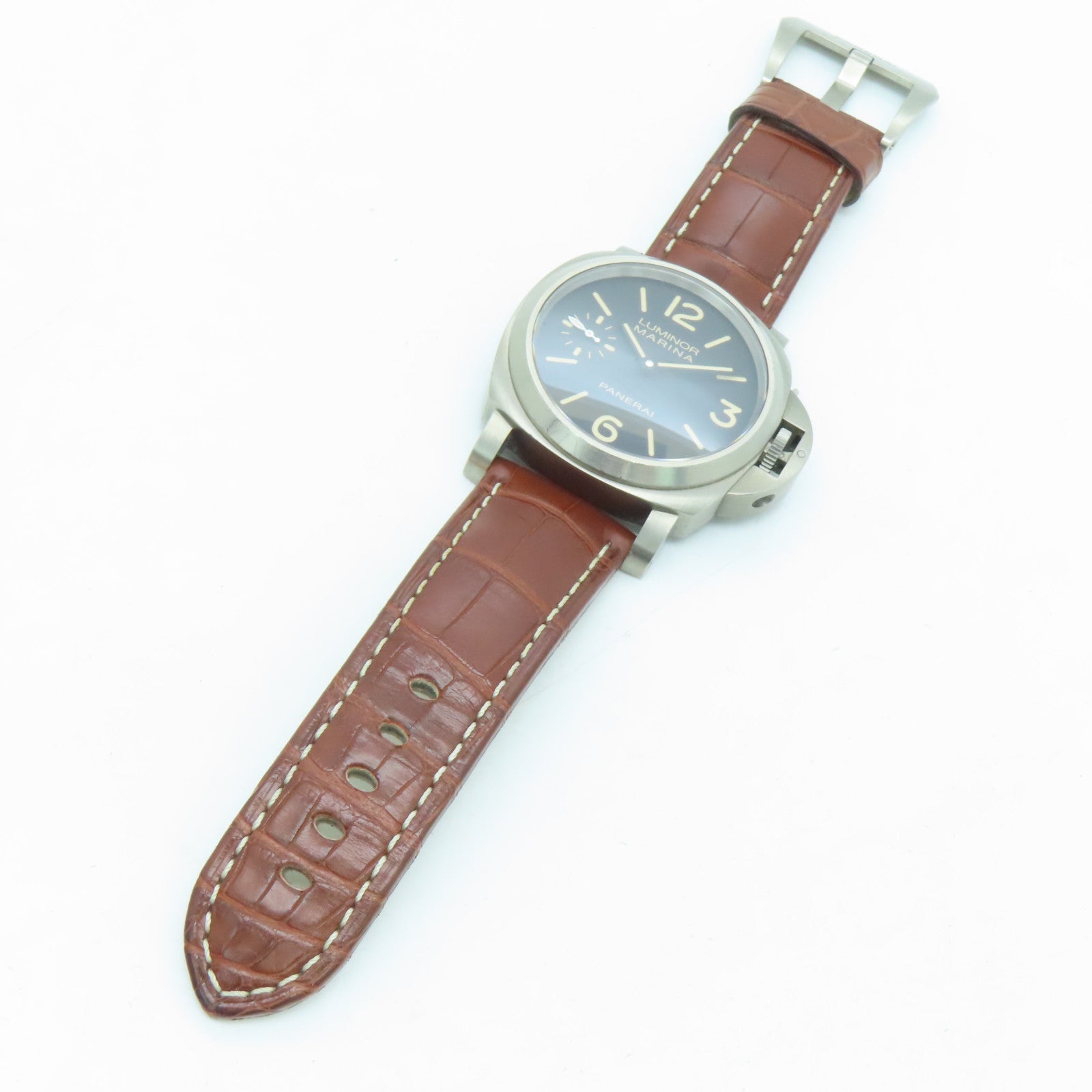 PANERAI Luminor Marina鳄鱼皮革带/不锈钢手表自动机芯黑色