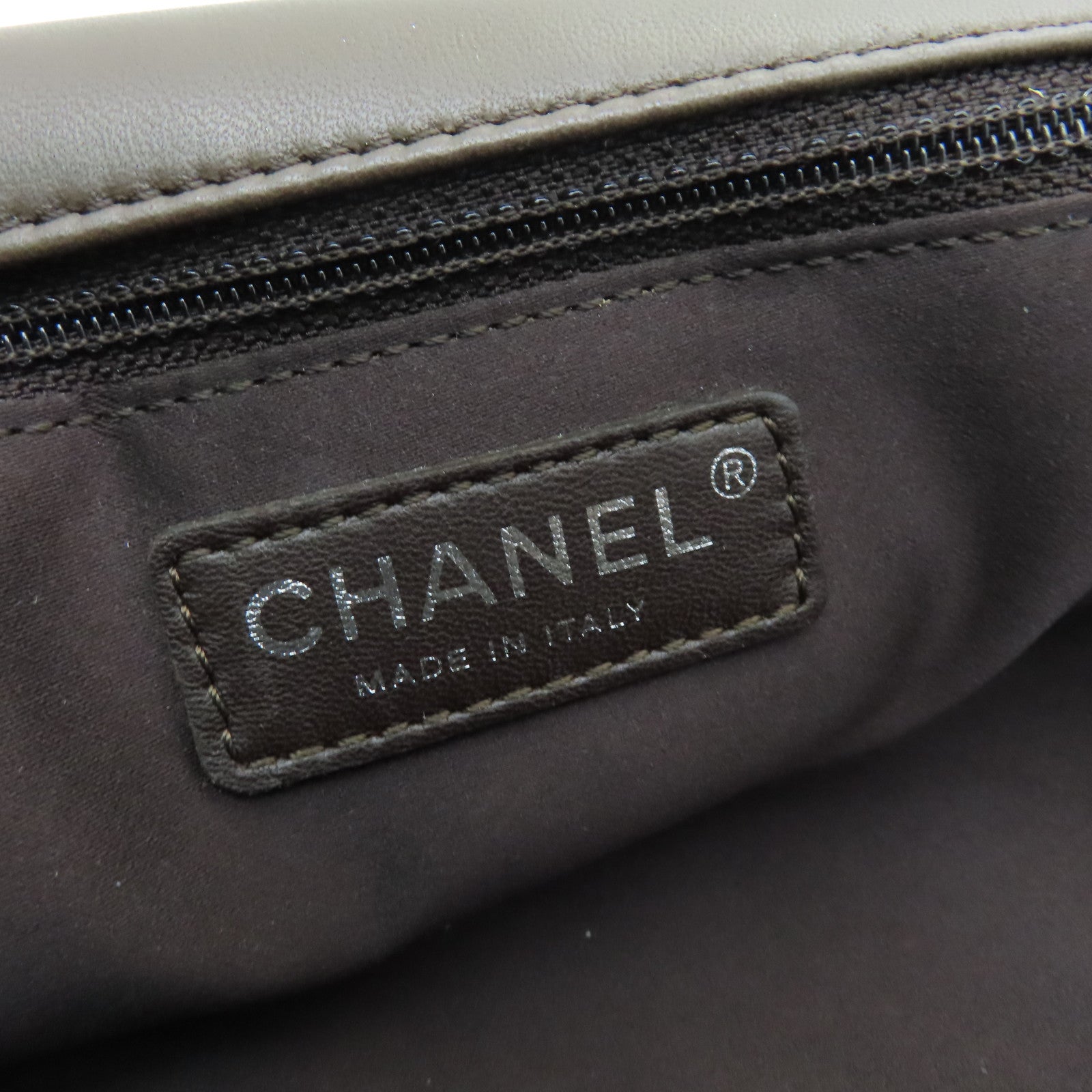 CHANEL 蛇皮皮革Chain Shoulder银扣手挽肩背两用袋啡色