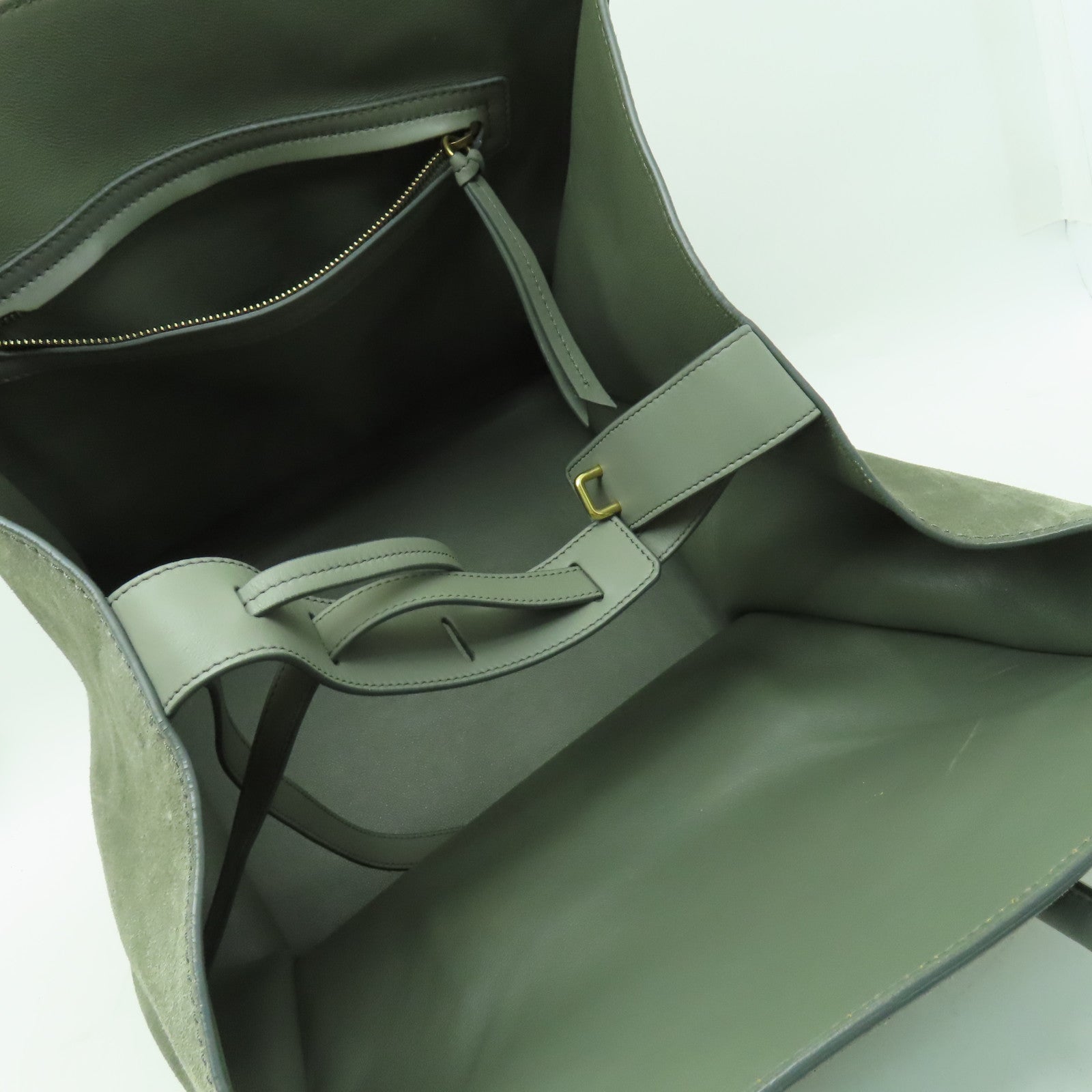 CELINE 麂皮皮革Mini Luggage金扣手挽袋灰色