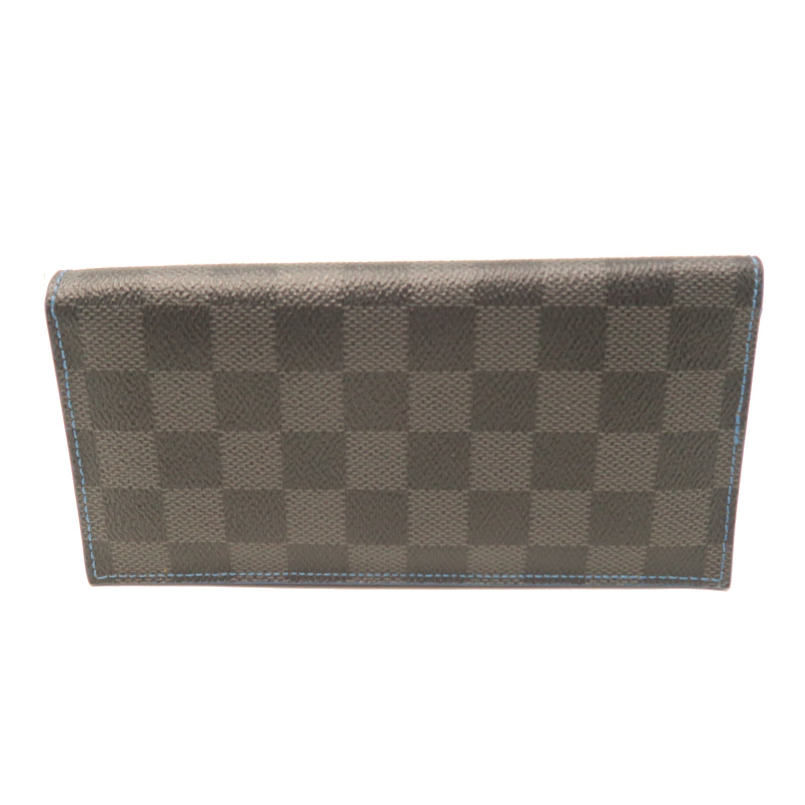 LOUIS VUITTON Damier Ebene Brazza Neon Wallet Silver Buckle Long Wallet Brown/Blue