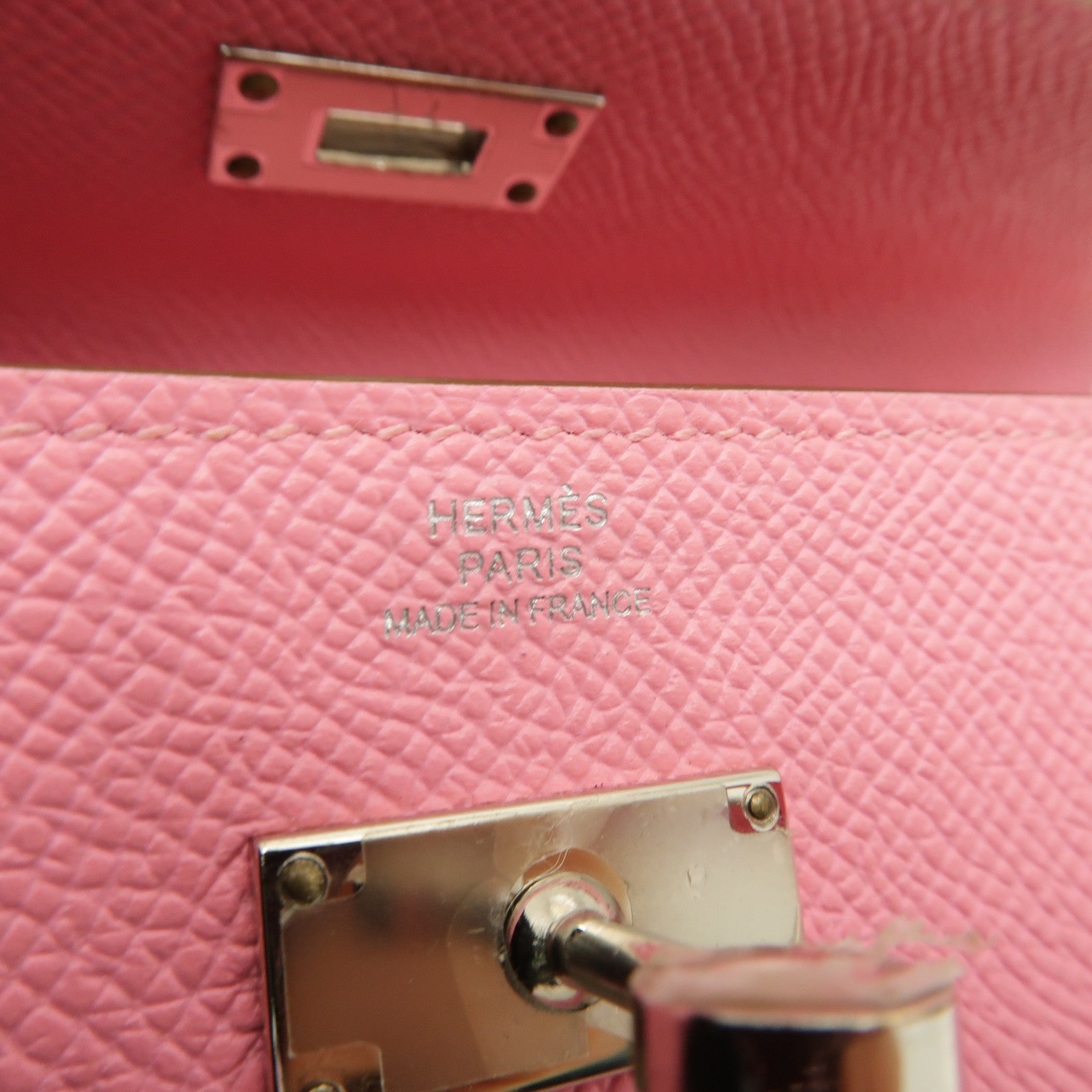 HERMES Epsom皮革Kelly To Go銀扣肩背袋Rose Confetti粉紅色