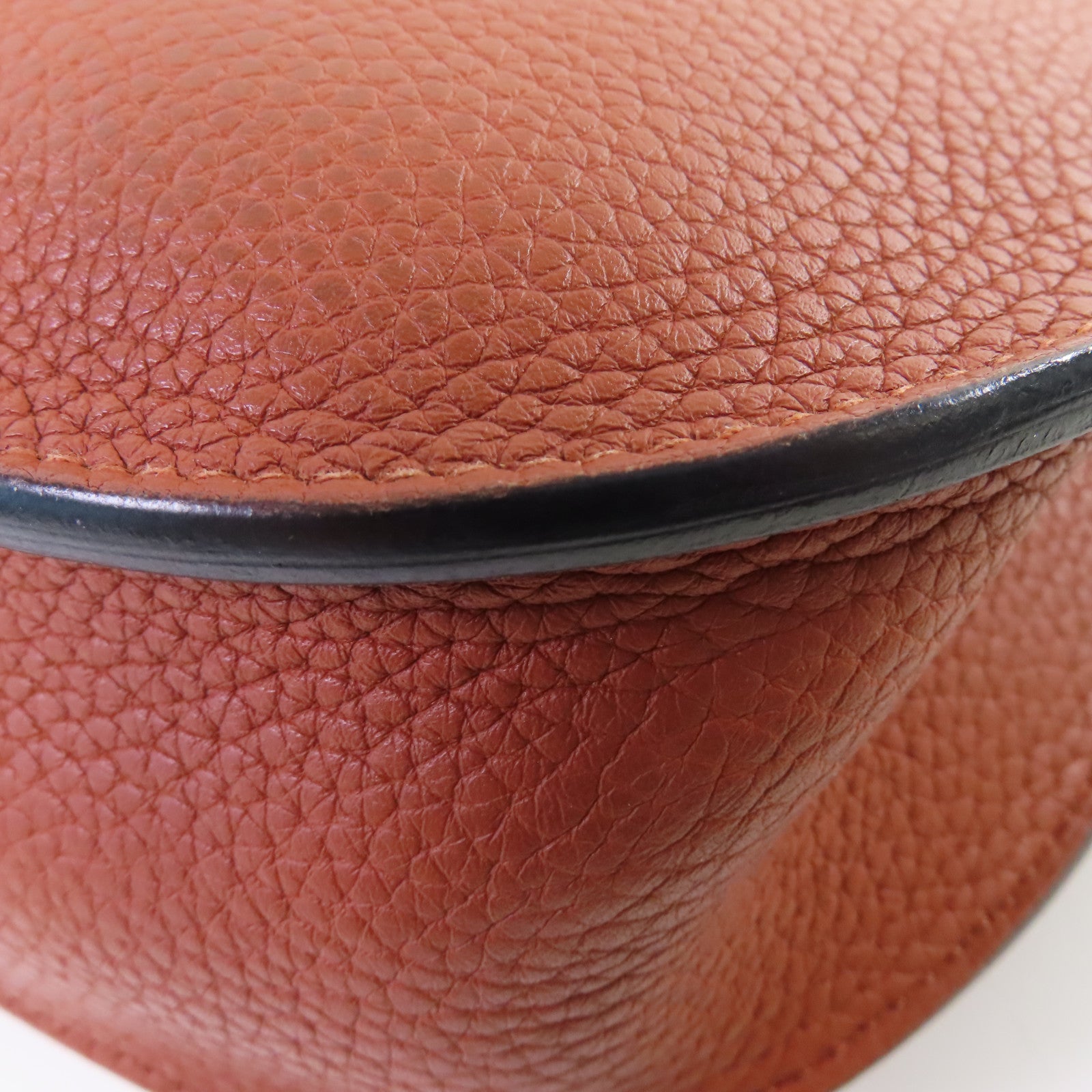 HERMES Clemence皮革Sac Saut 25 Shoulder Bag金扣肩背袋6C Cuivre/南瓜色
