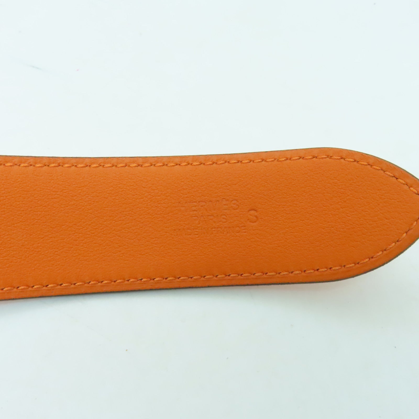 HERMES Swift皮革Belt 90cm银扣皮带橙色