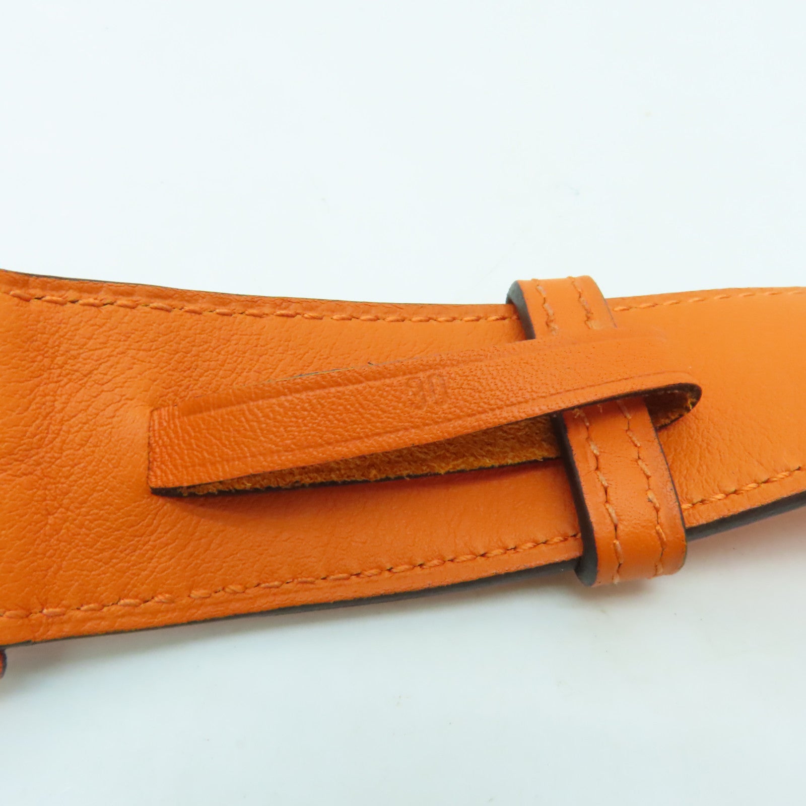 HERMES Swift皮革Belt 90cm银扣皮带橙色