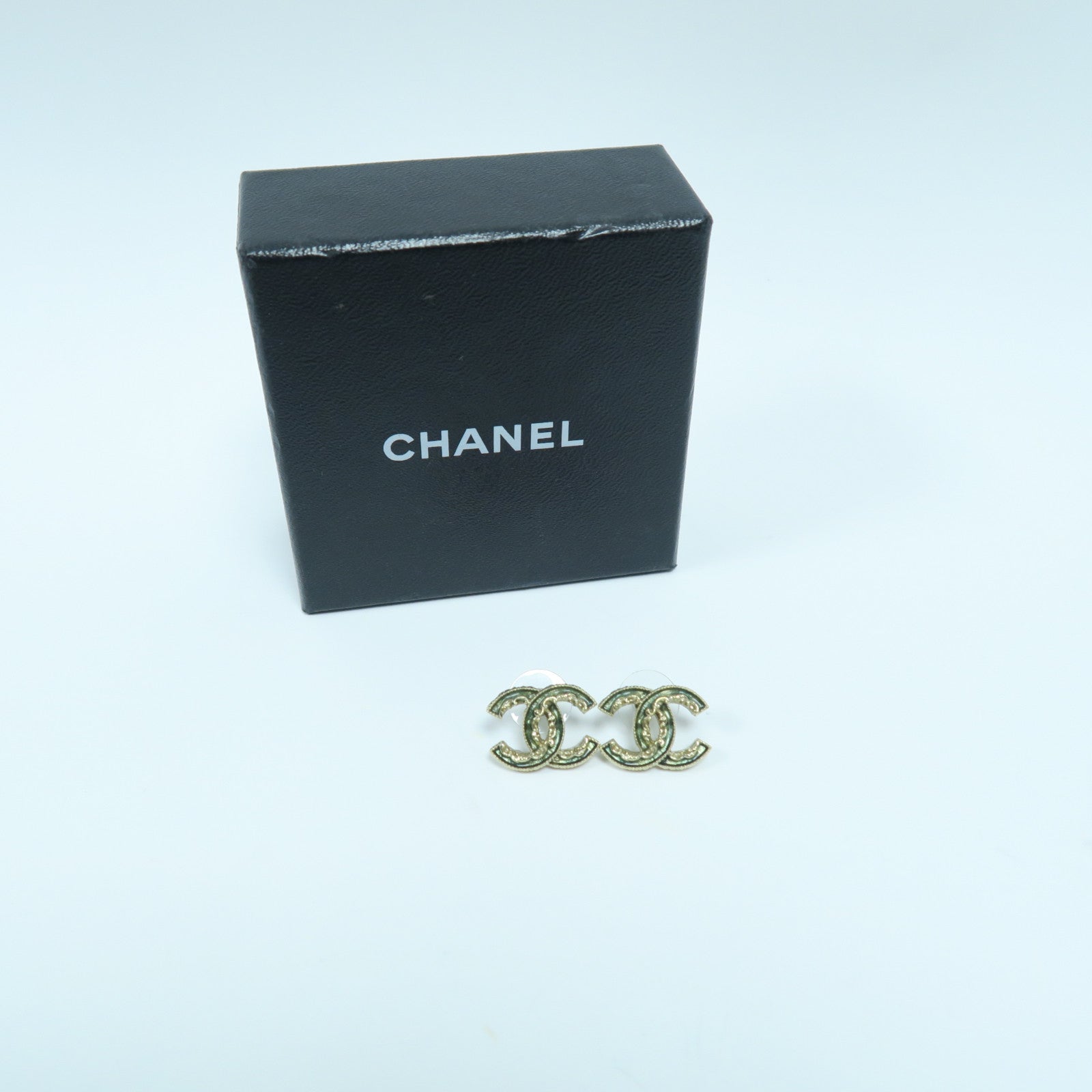 CHANEL 金屬Earrings耳環金色/綠色