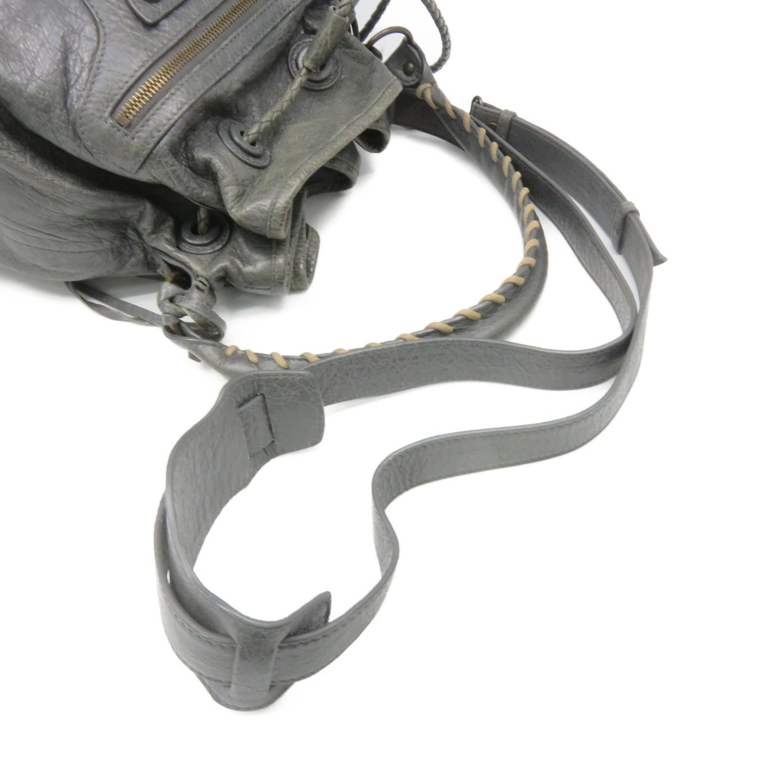 BALENCIAGA Cowhide Leather 2Way Shoulder Bag Handle Shoulder Bag Charcoal Gray