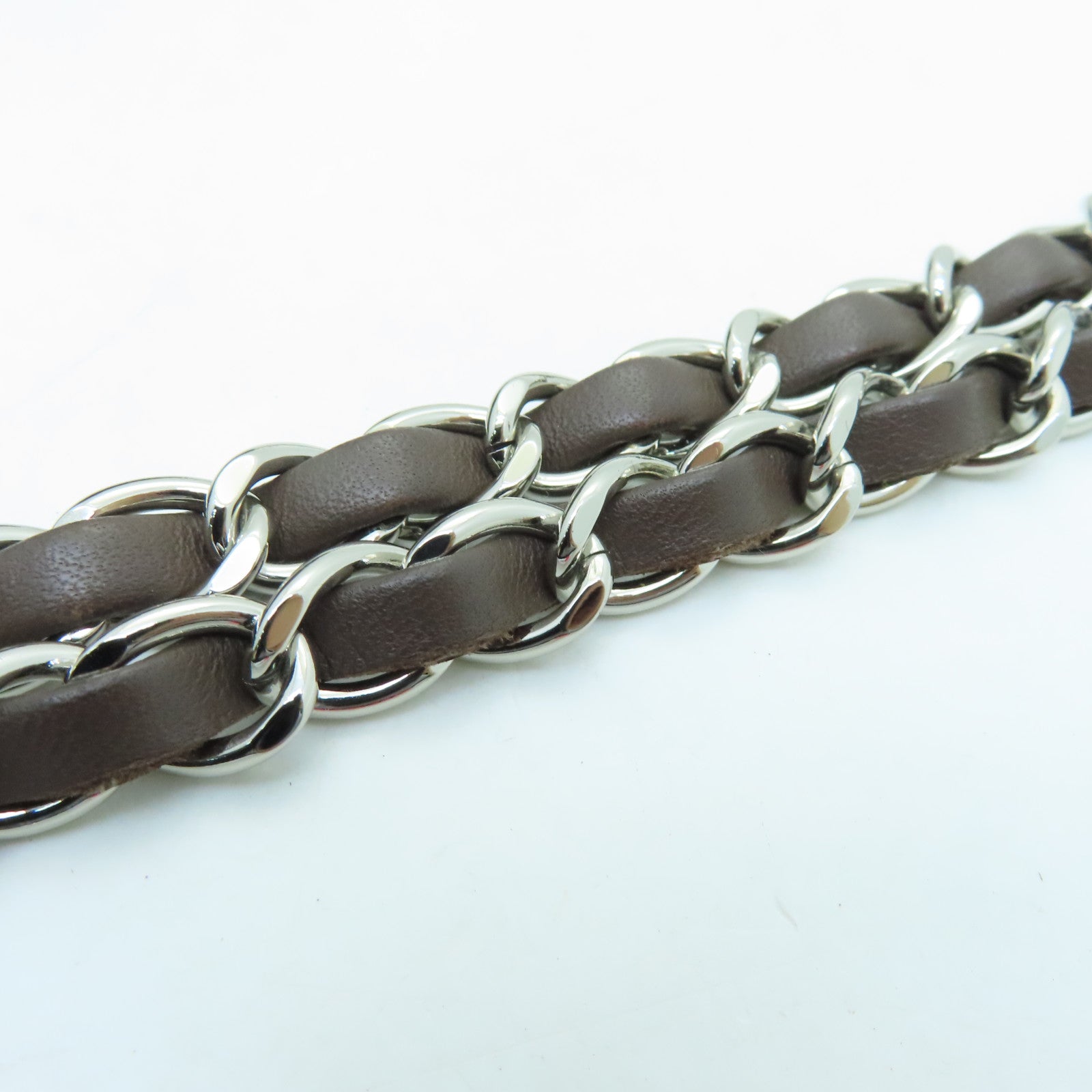 CHANEL 蛇皮皮革Chain Shoulder银扣手挽肩背两用袋啡色
