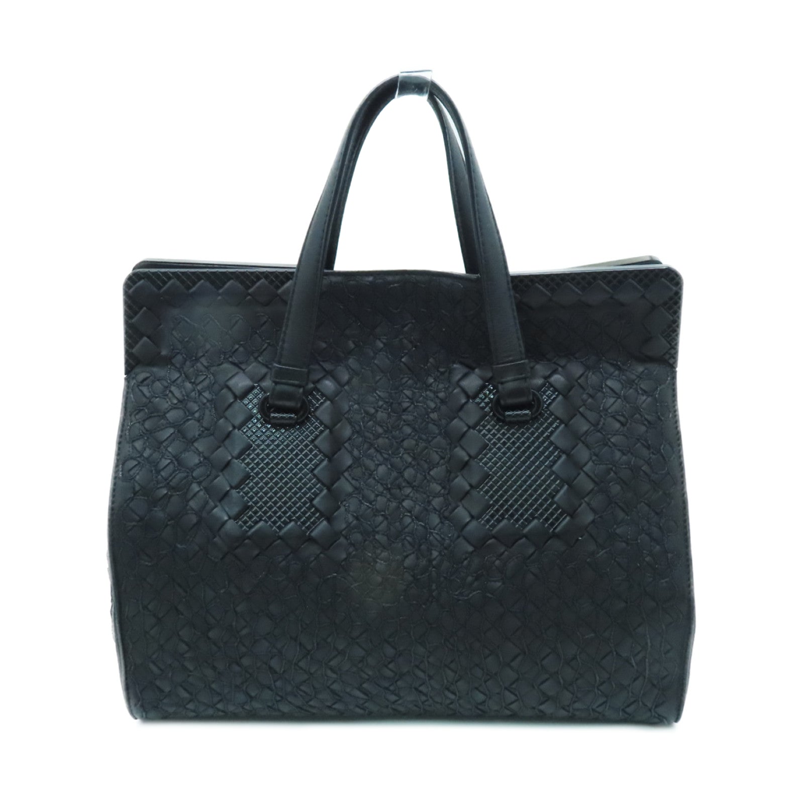 BOTTEGA VENETA Cowhide Leather Hand Bag Black Buckle Hand Bag Black
