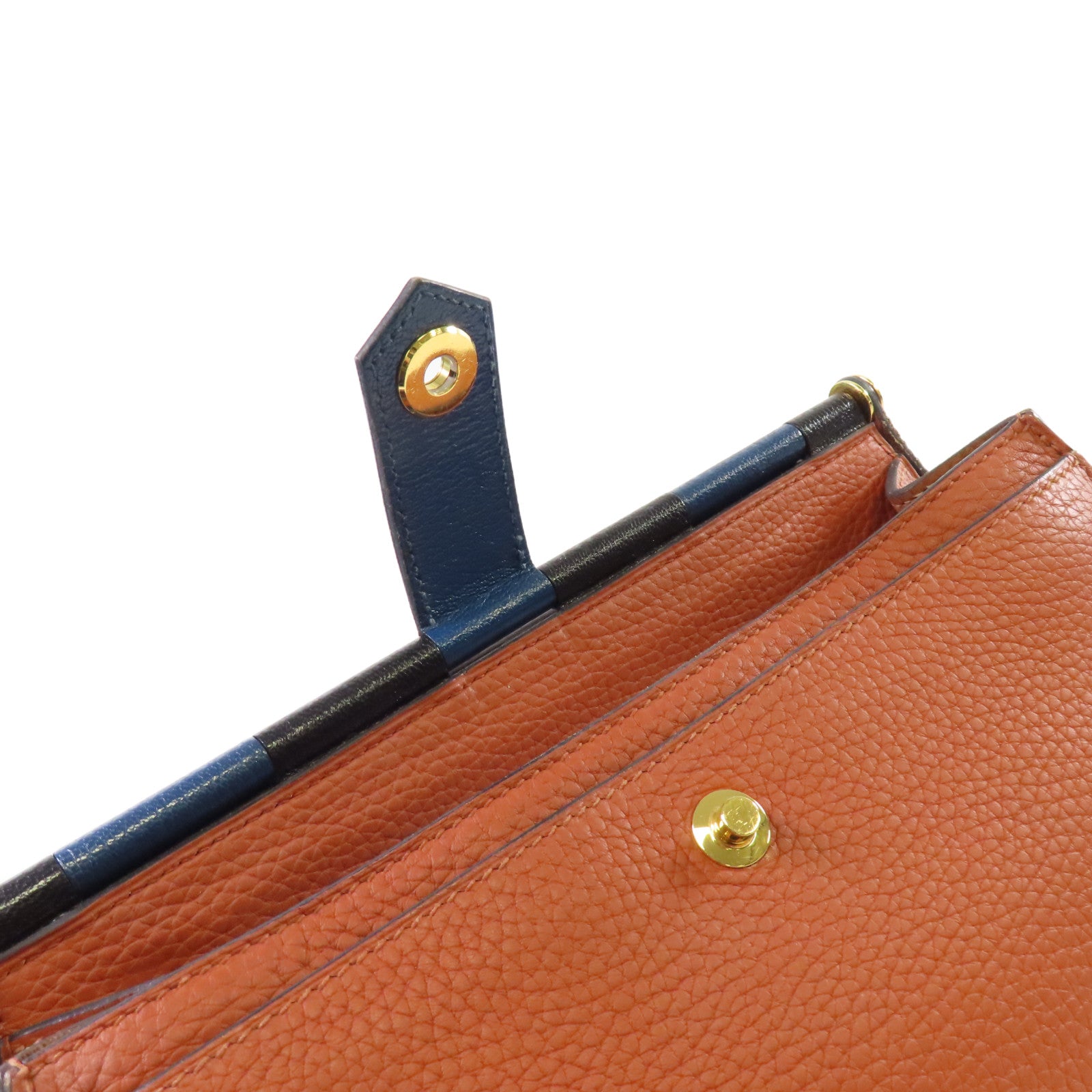 HERMES Clemence皮革Sac Saut 25 Shoulder Bag金扣肩背袋6C Cuivre/南瓜色