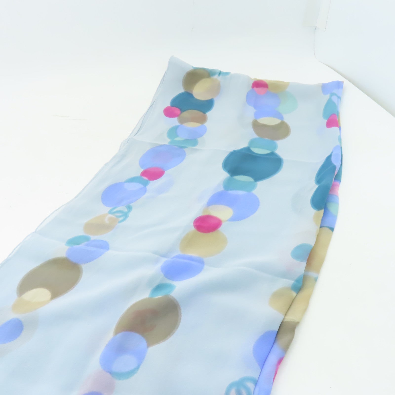 CHANEL 絲質Vintage Scarf圍巾藍色/粉紅色/啡色