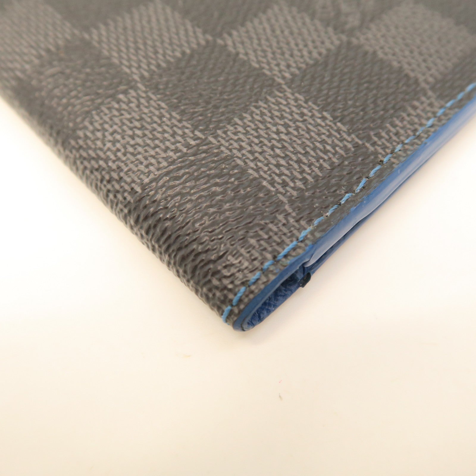 LOUIS VUITTON Damier Ebene Brazza Neon Wallet Silver Buckle Long Wallet Brown/Blue
