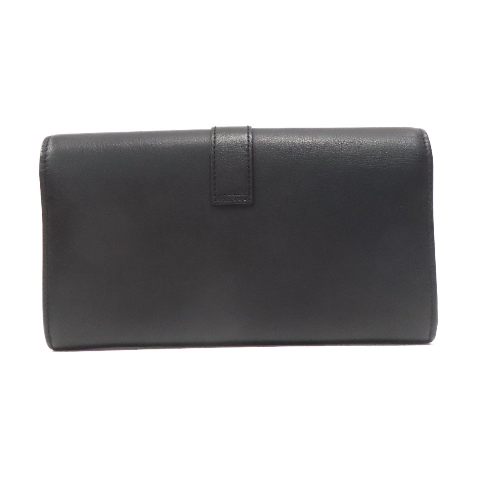 SAINT LAURENT 牛皮皮革Long Wallet黑扣長錢包黑色