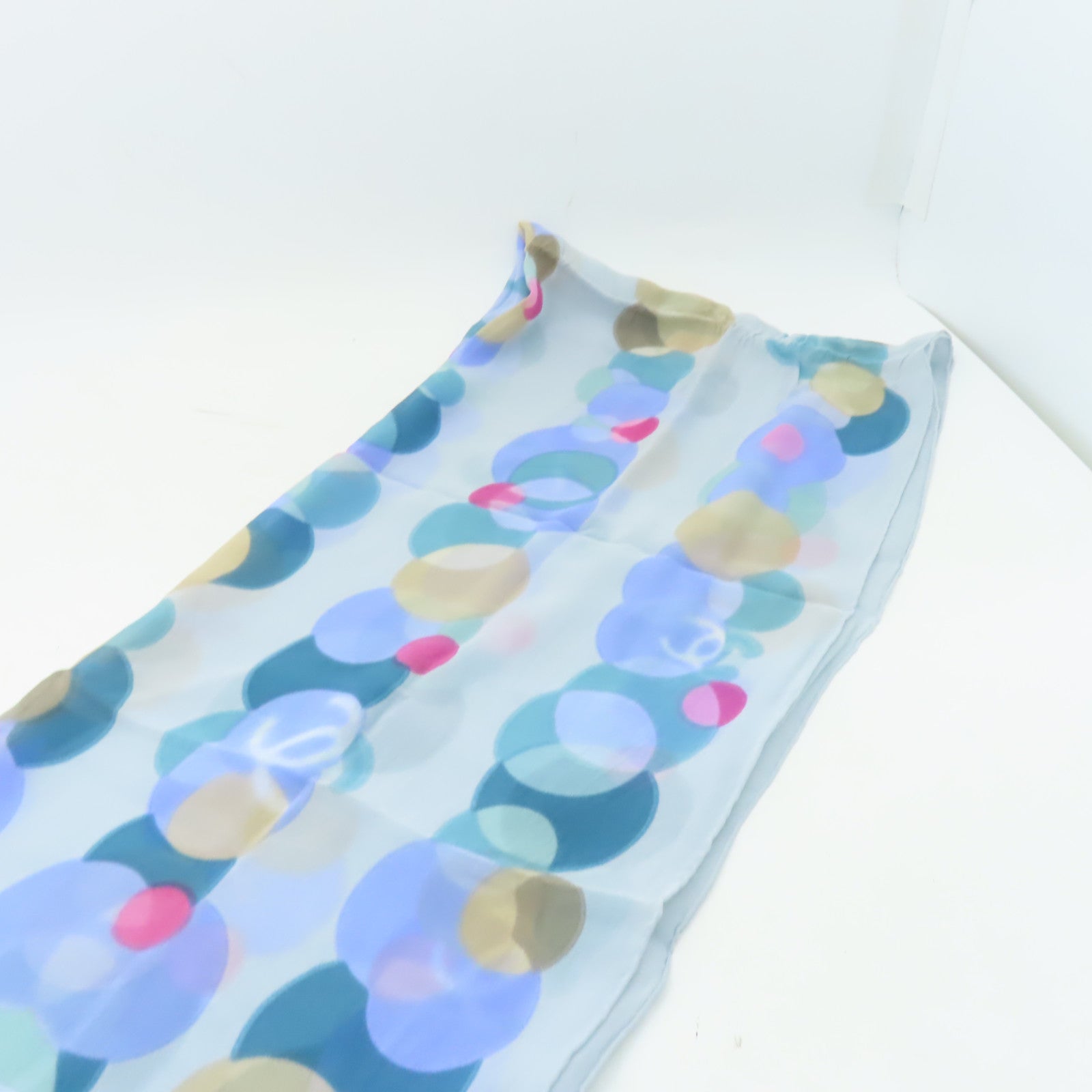 CHANEL 絲質Vintage Scarf圍巾藍色/粉紅色/啡色