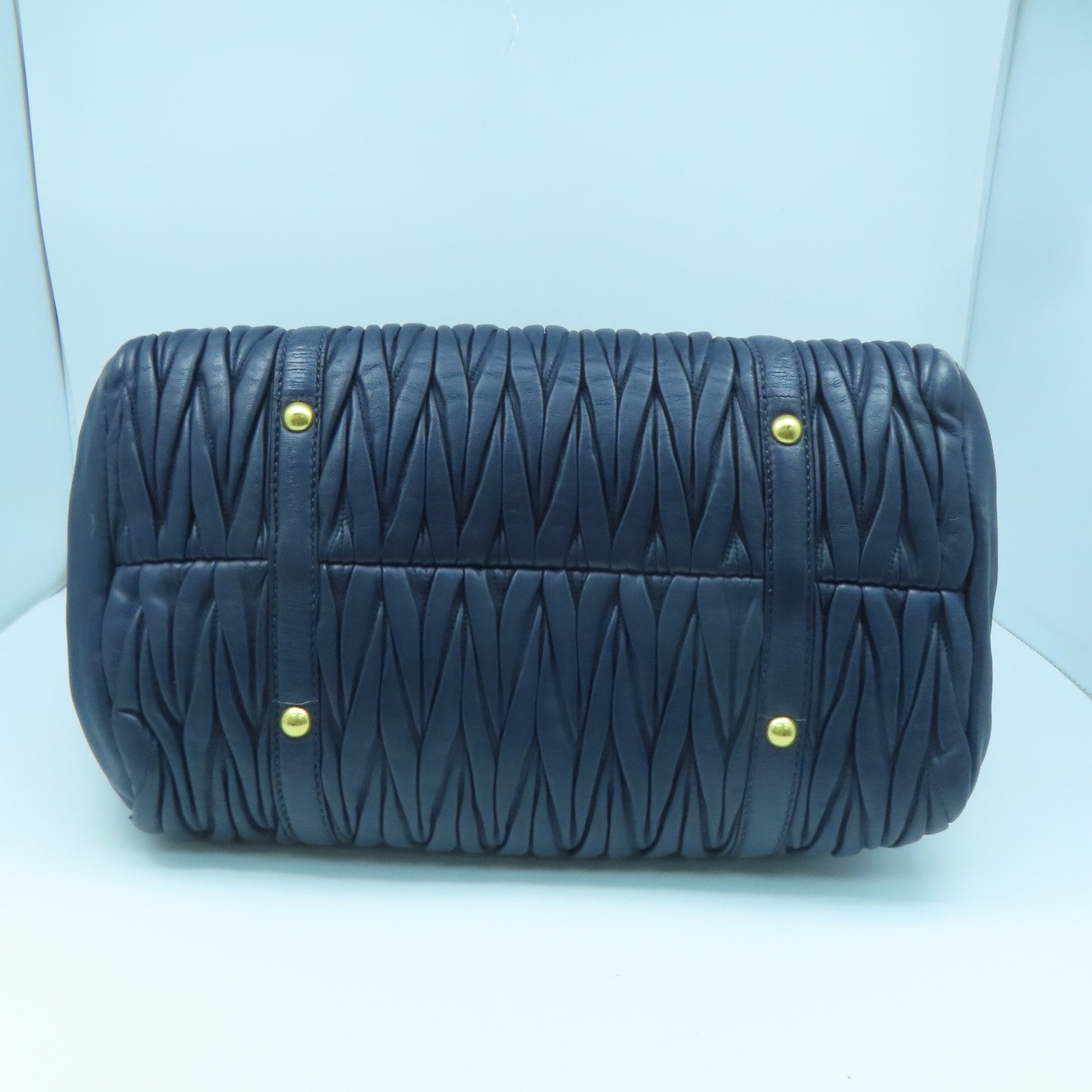 Miu Miu sheepskin leather 2way Shoulder Bag gold buckle handle shoulder bag blue