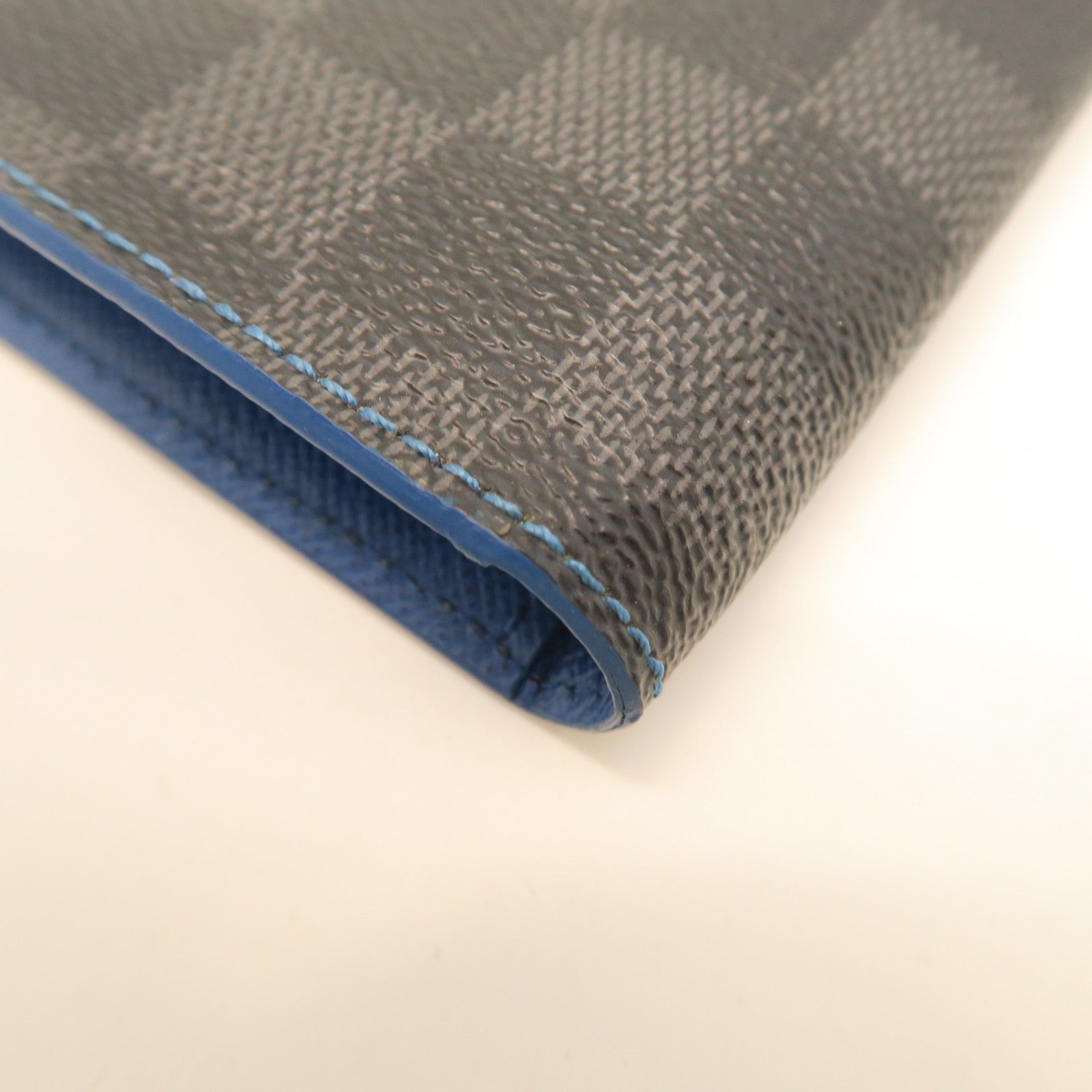 LOUIS VUITTON Damier Ebene Brazza Neon Wallet Silver Buckle Long Wallet Brown/Blue